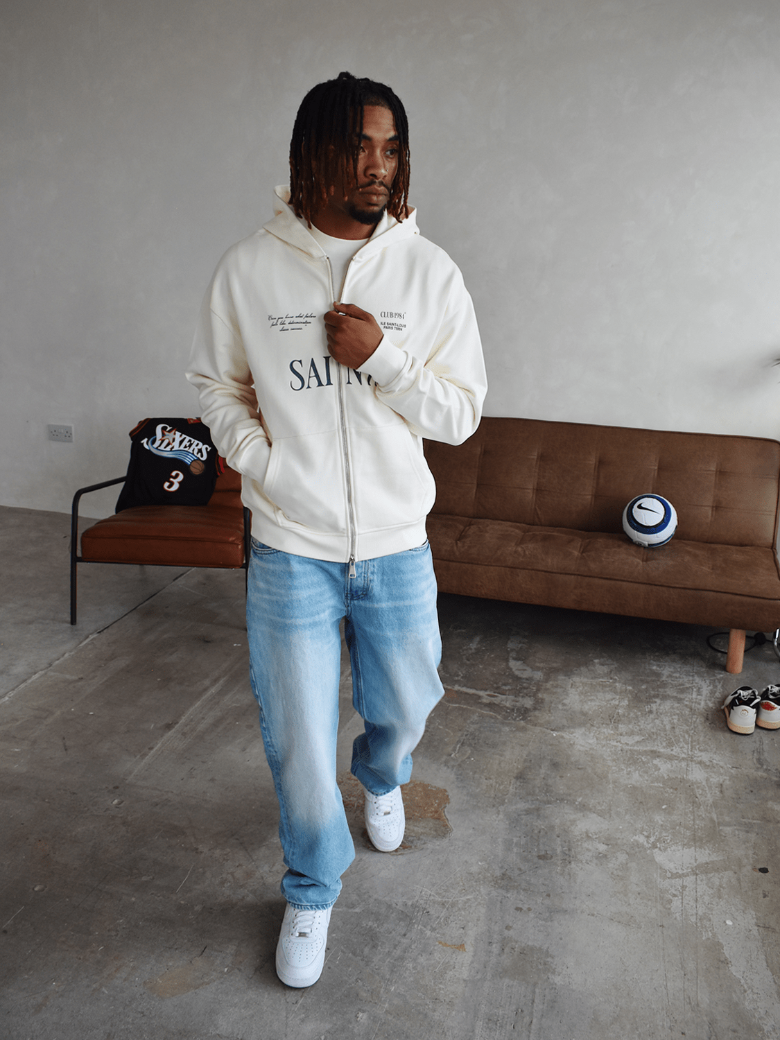 CLUB 1984. Artisian Zip Hoodie - Off White Hoodie