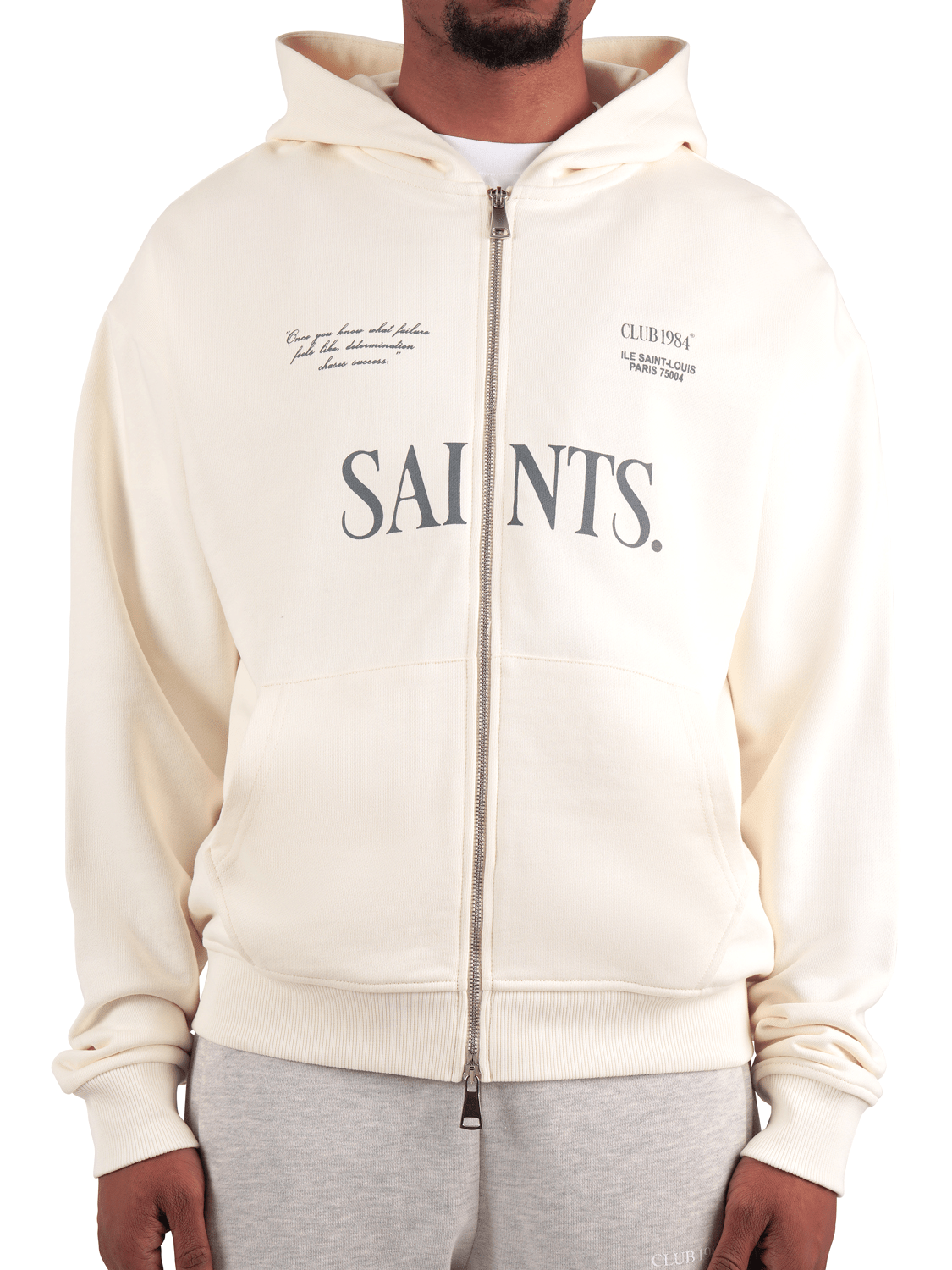 CLUB 1984. Artisian Zip Hoodie - Off White Hoodie