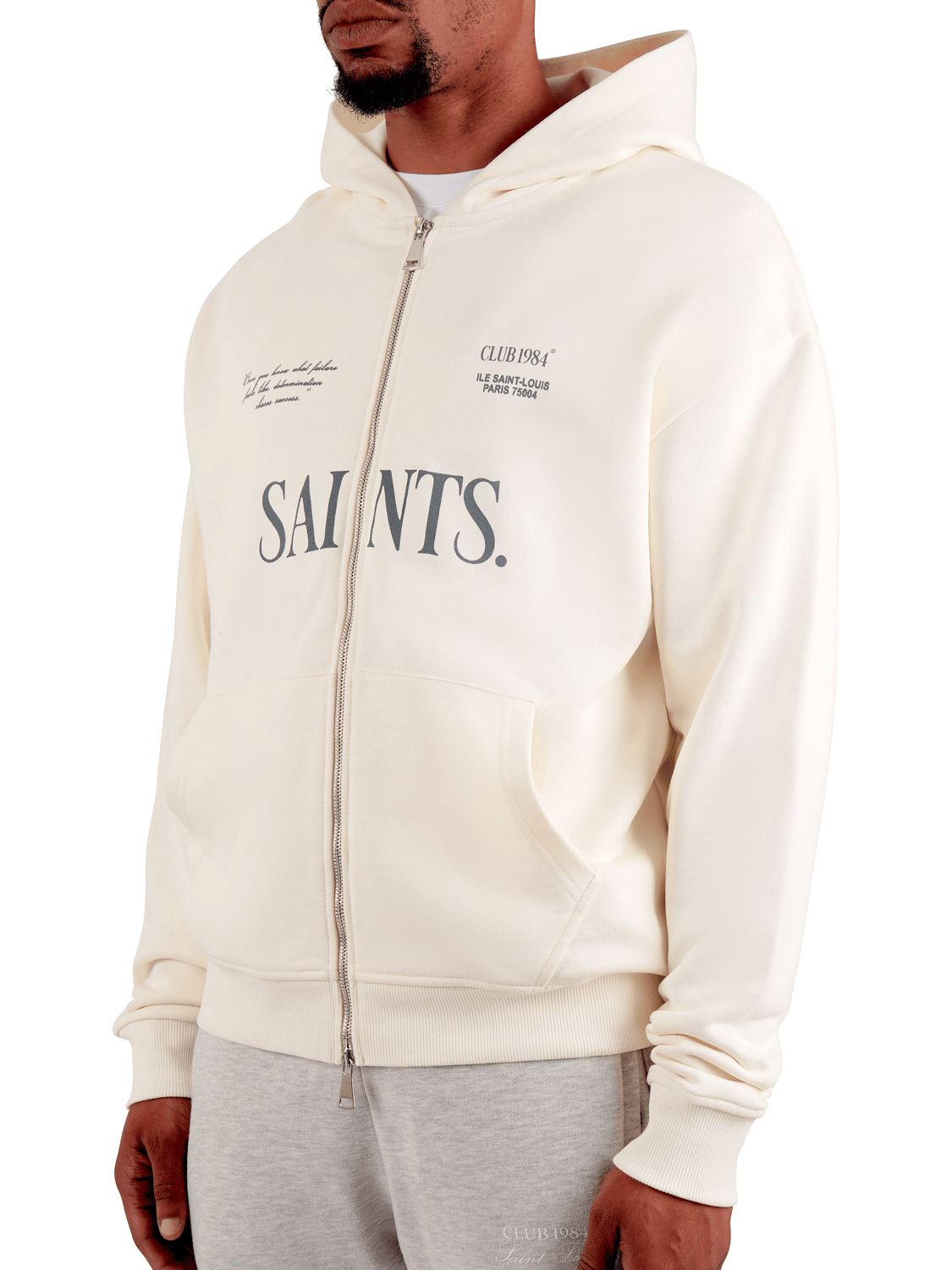 CLUB 1984. Artisian Zip Hoodie - Off White Hoodie