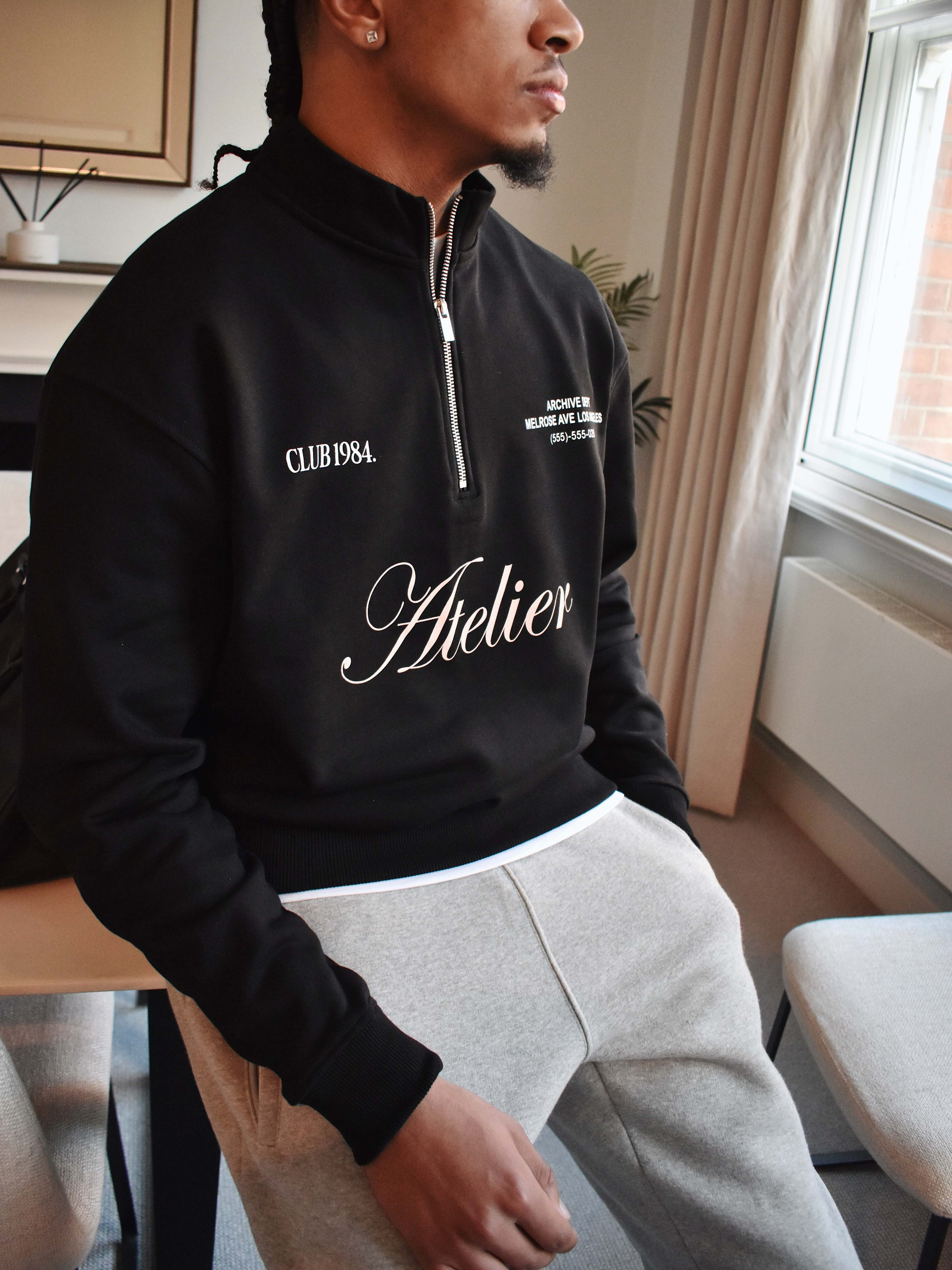 CLUB 1984. Atelier 1/4 Zip - Black 1/4 zip