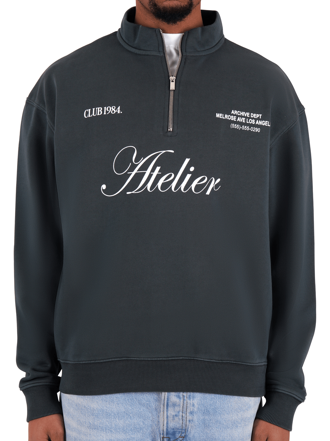 CLUB 1984. Atelier 1/4 Zip - Washed Grey 1/4 zip