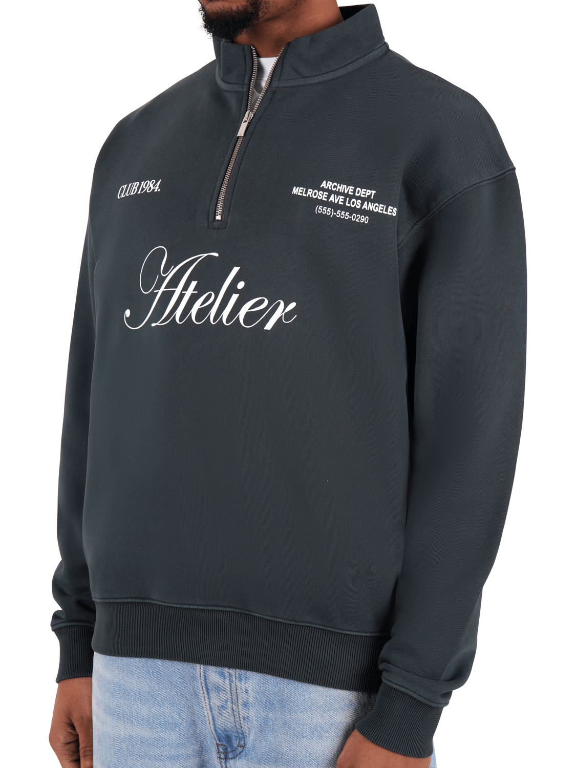 CLUB 1984. Atelier 1/4 Zip - Washed Grey 1/4 zip