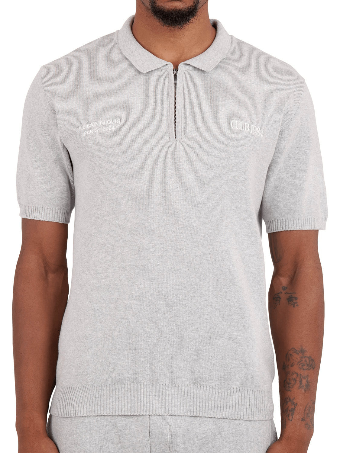 CLUB 1984. Atelier Knit Polo - Grey Polo Shirts