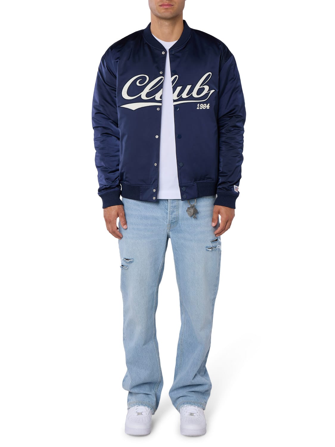 CLUB 1984. Bronx Satin Bomber - Navy Jacket