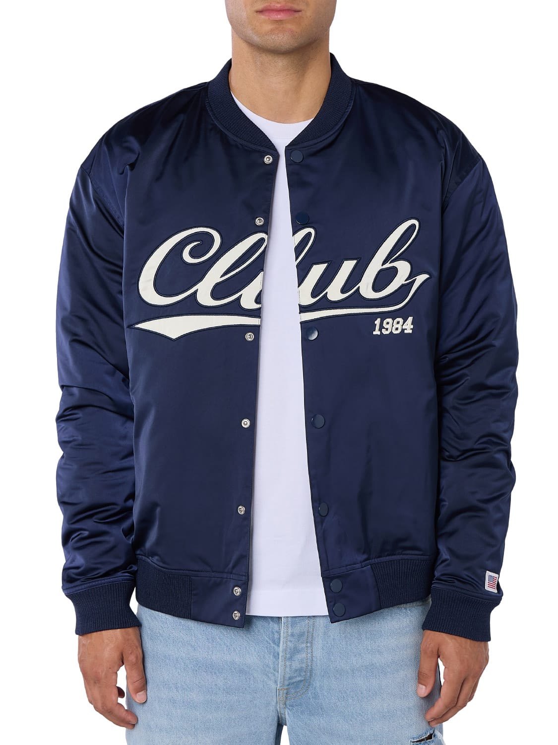 CLUB 1984. Bronx Satin Bomber - Navy Jacket