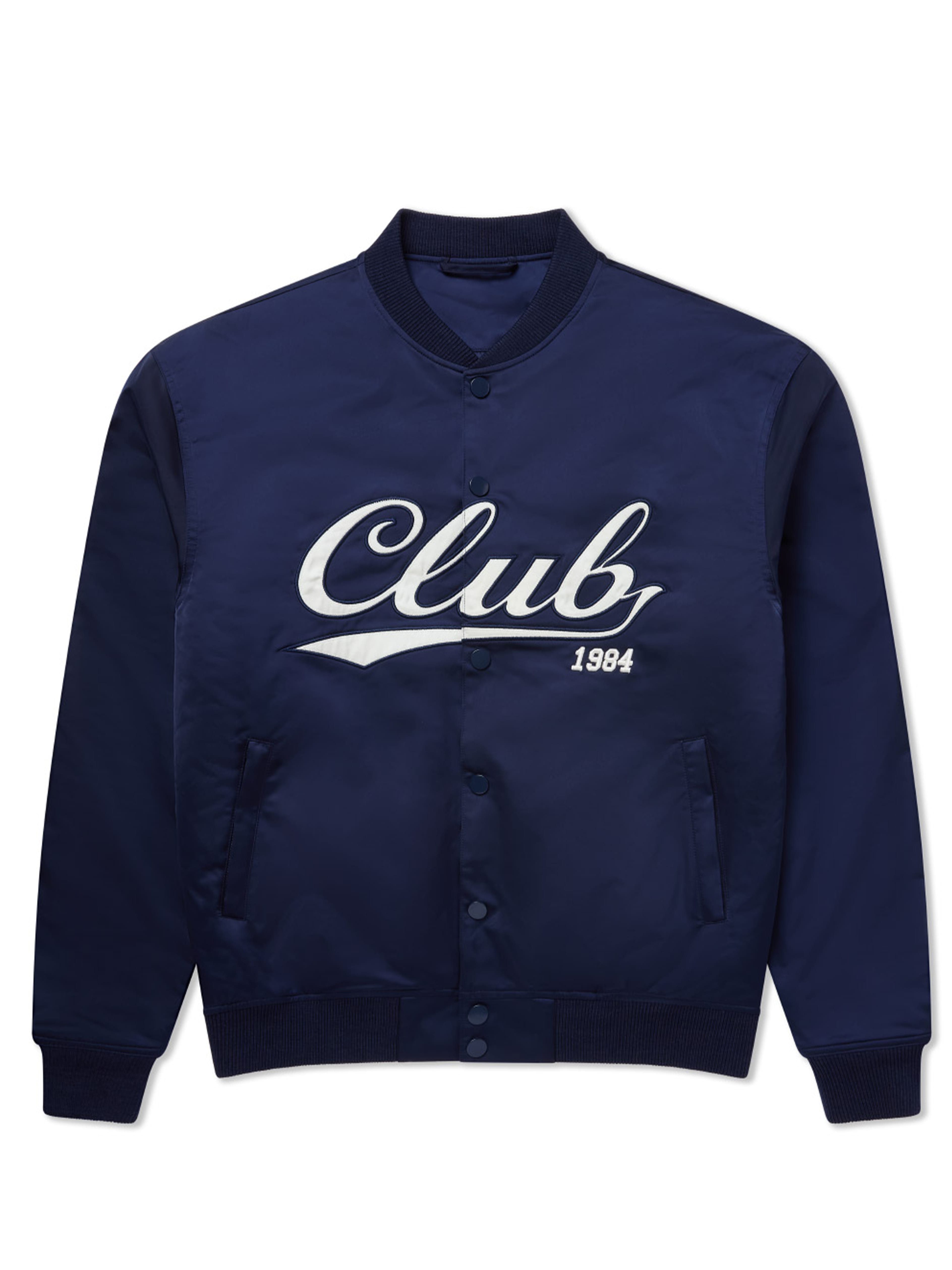 CLUB 1984. Bronx Satin Bomber - Navy Jacket