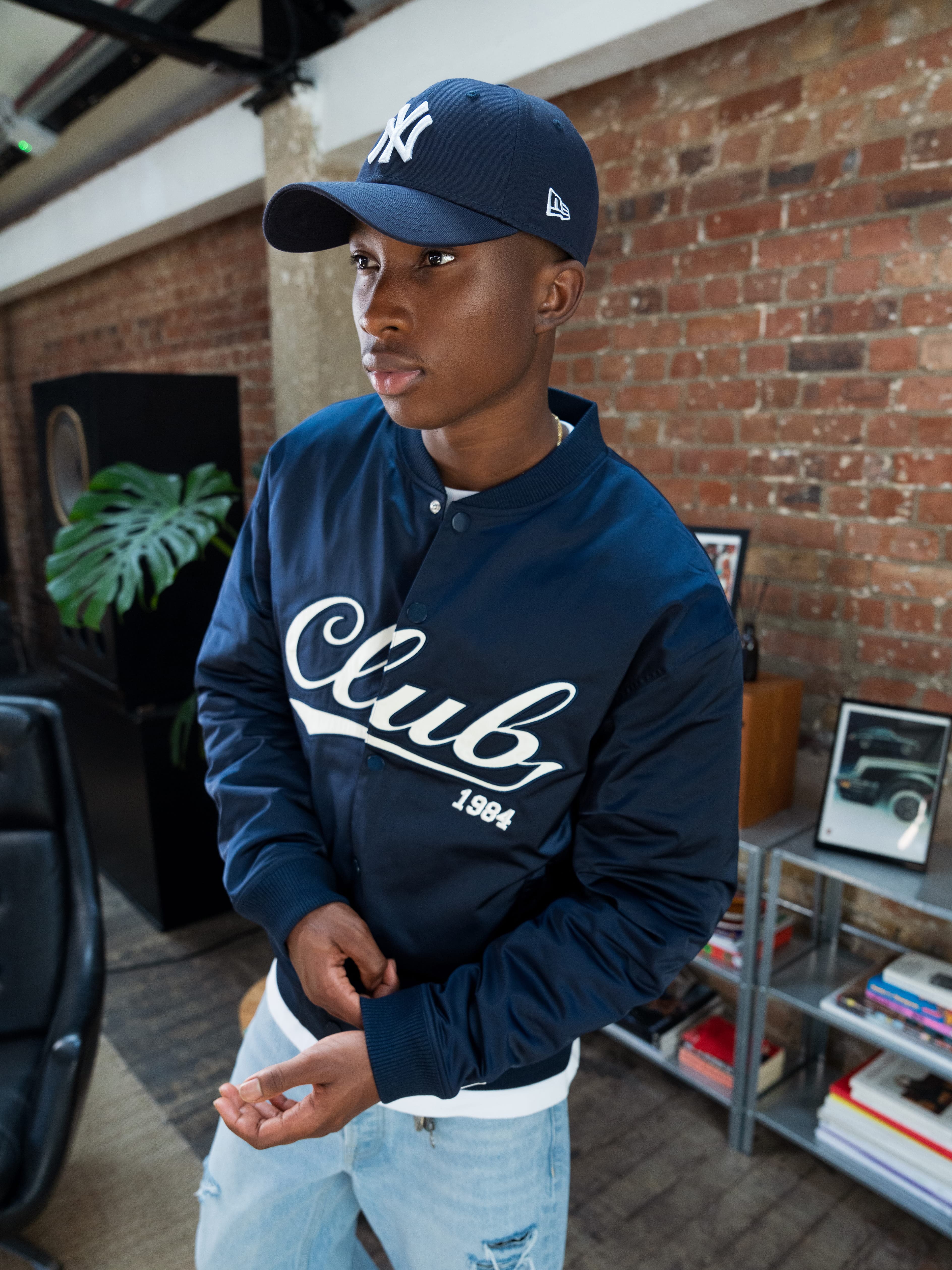 CLUB 1984. Bronx Satin Bomber - Navy Jacket