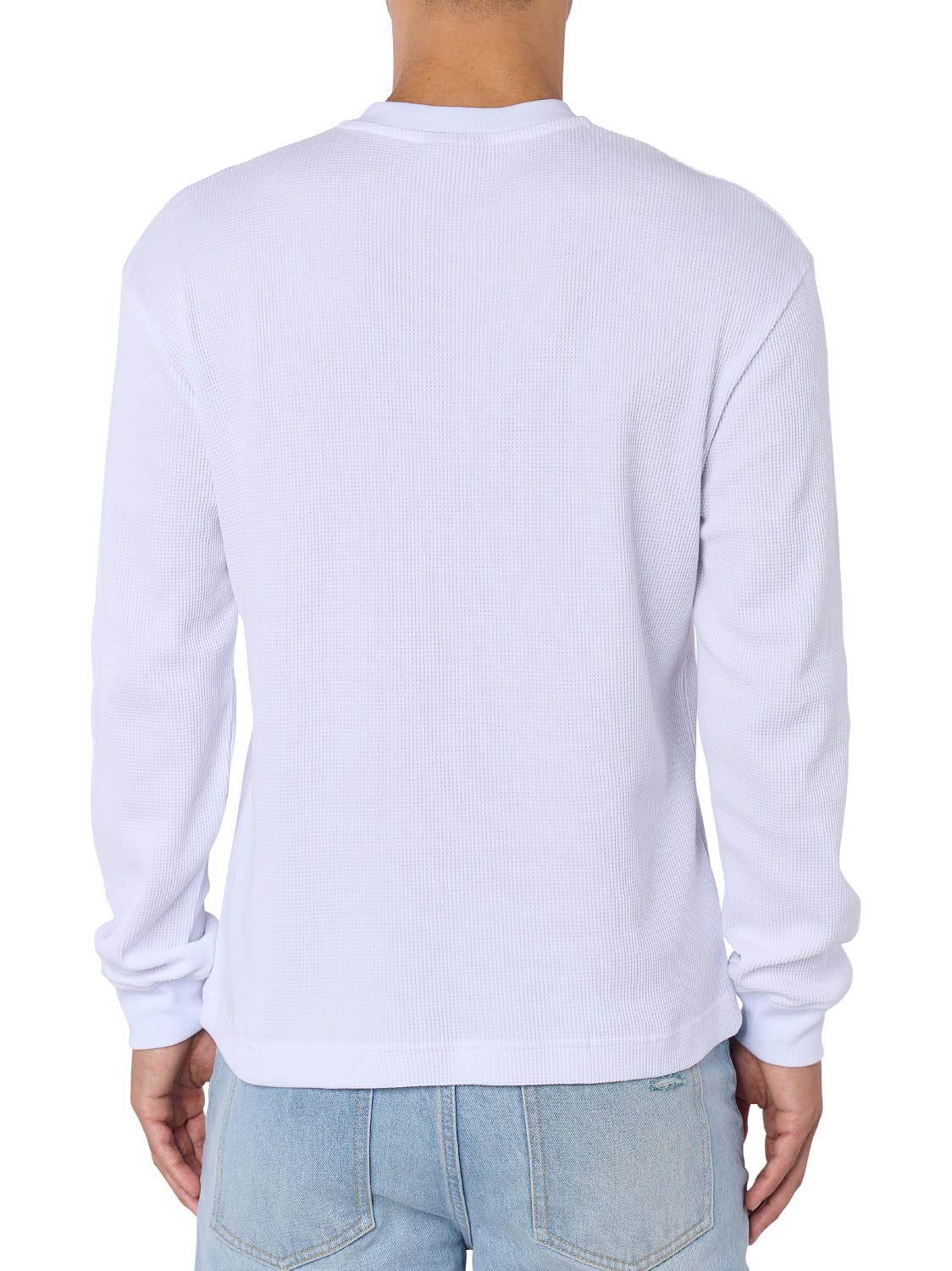 CLUB 1984. Bronx Waffle LS Henley - White T-Shirt