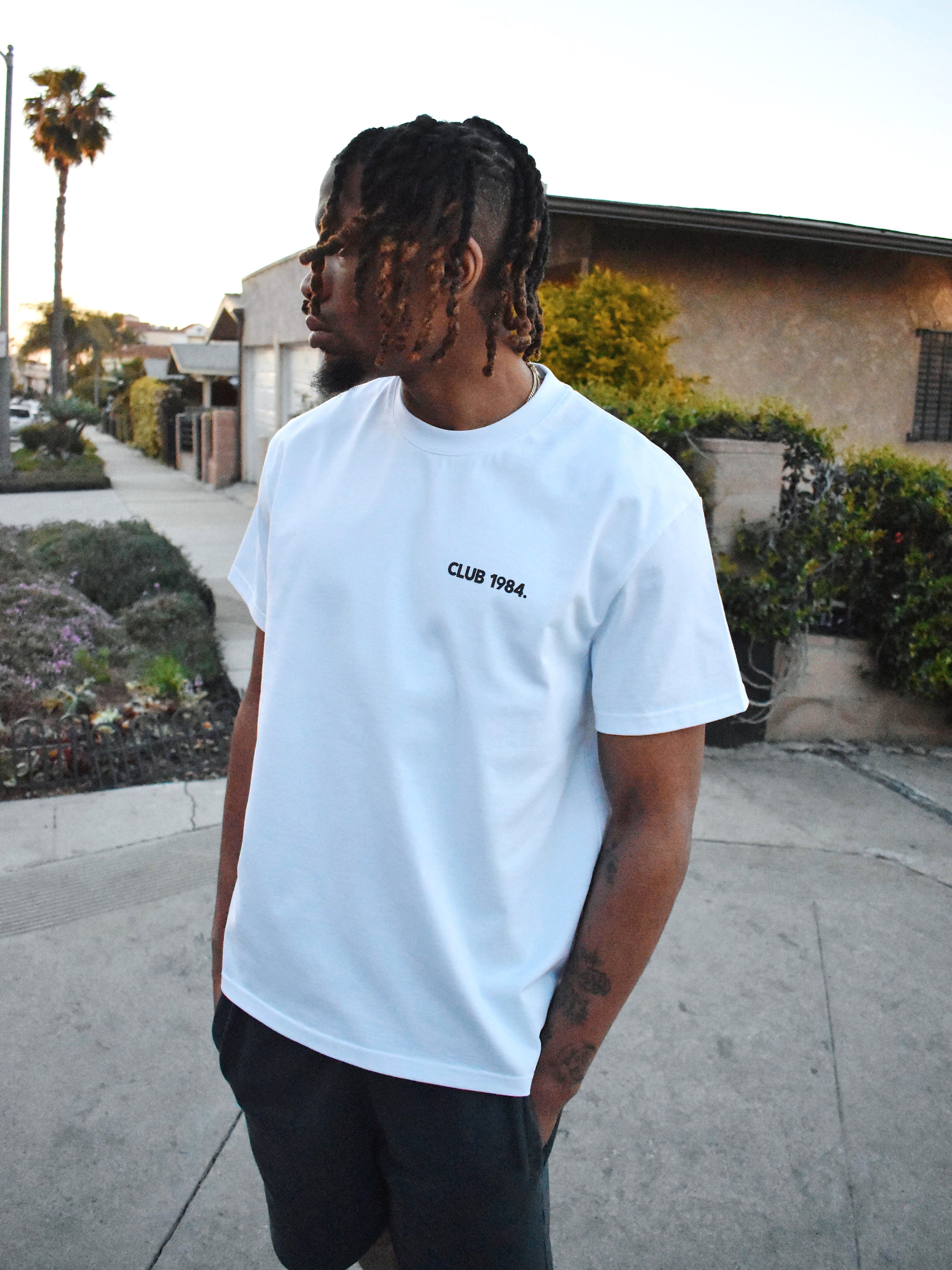 CLUB 1984. Burn Out T-shirt - White T-Shirt