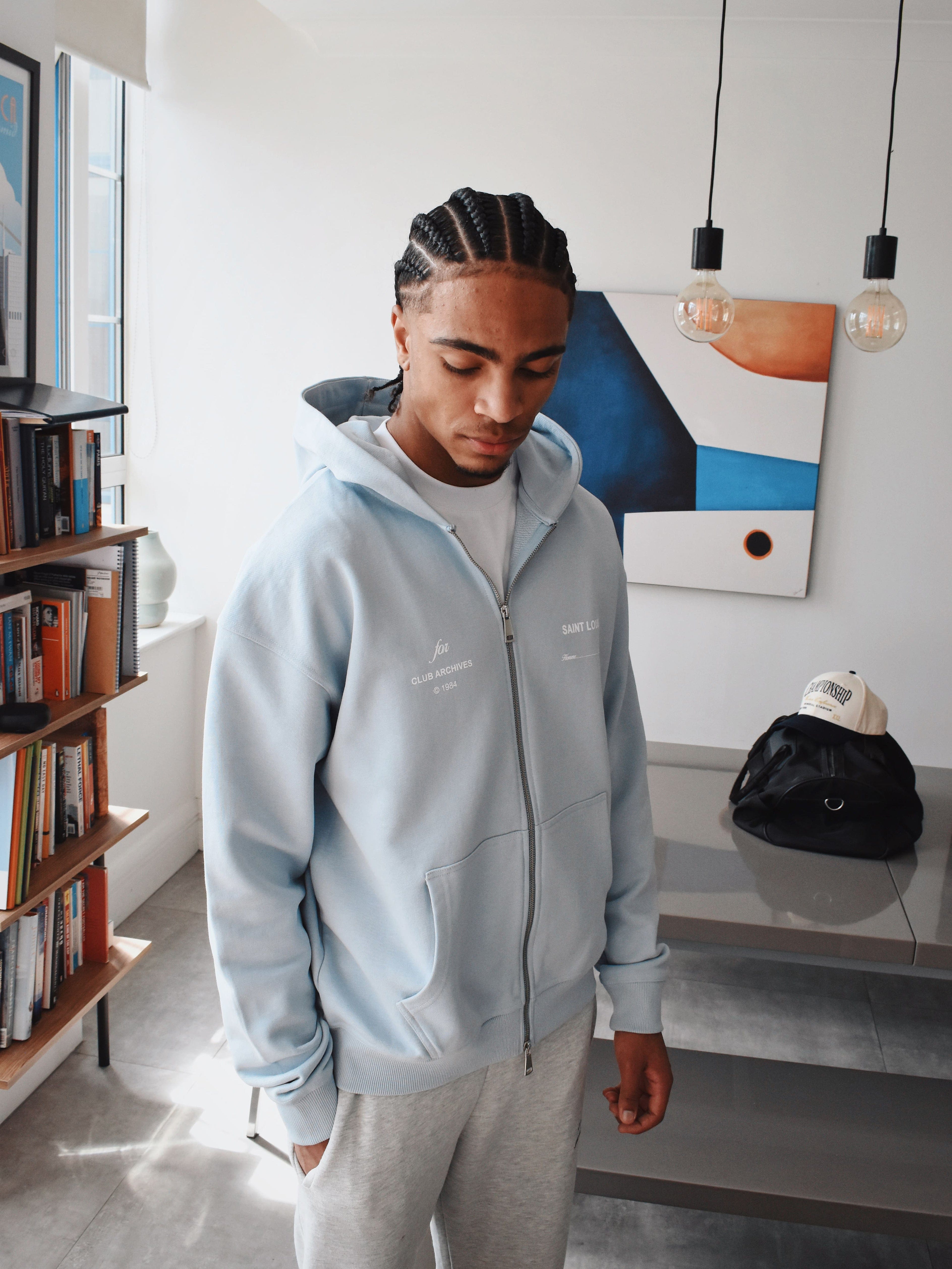 CLUB 1984. Club Archive Zip Hoodie - Light Blue Hoodie