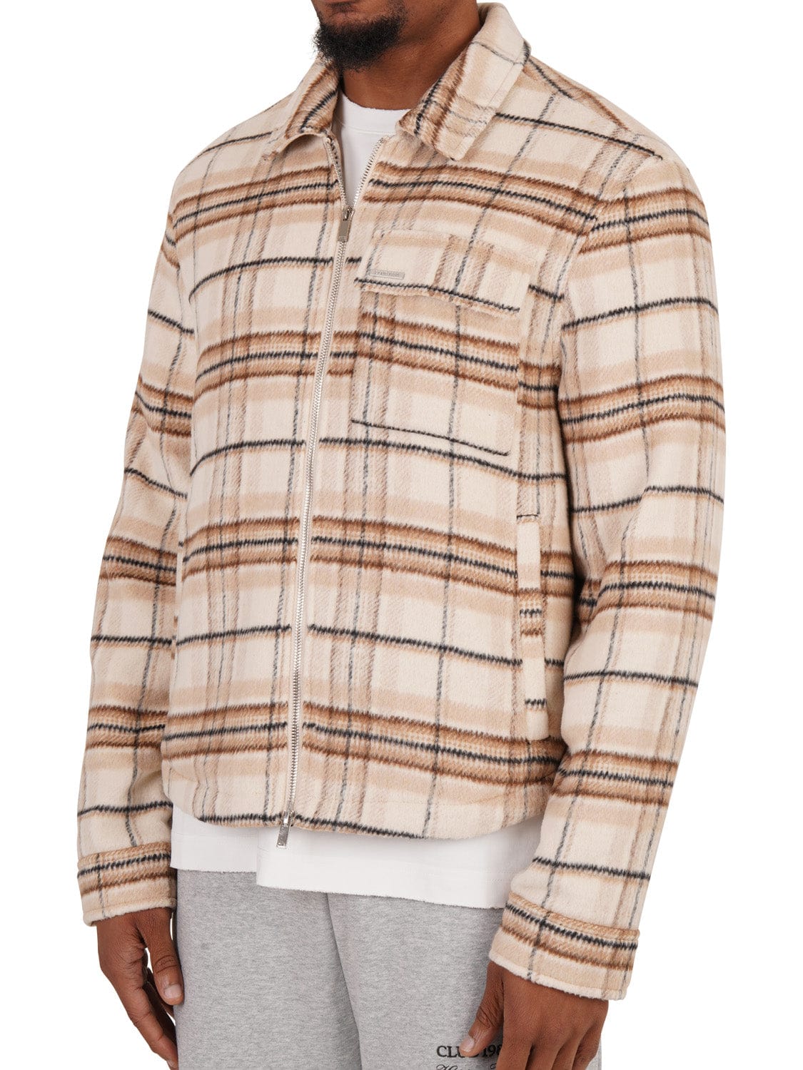 CLUB 1984. Club Checked Jacket - Beige Outerwear