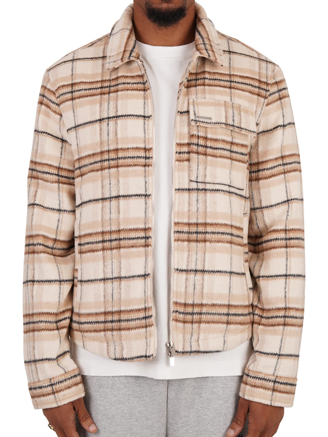 CLUB 1984. Club Checked Jacket - Beige Outerwear