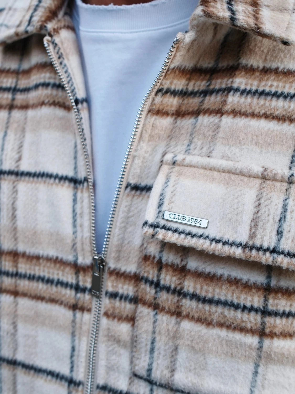 CLUB 1984. Club Checked Jacket - Beige Outerwear