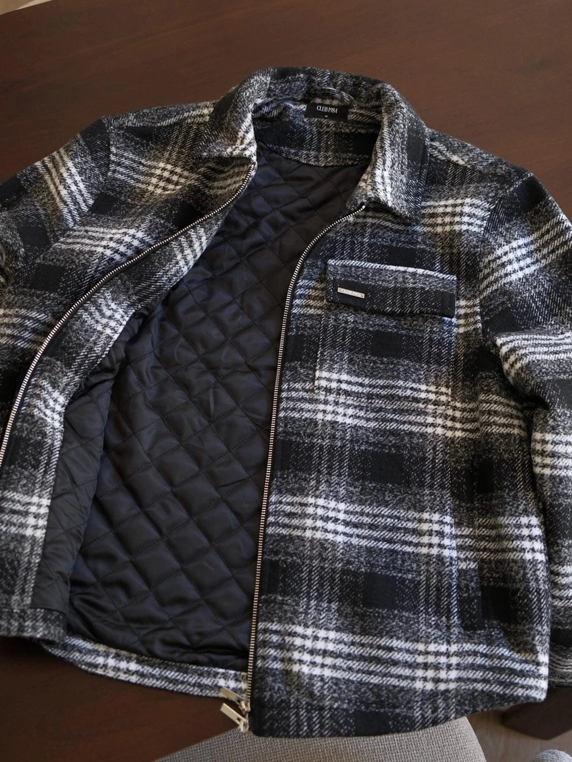 CLUB 1984. Club Checked Jacket - Black Outerwear