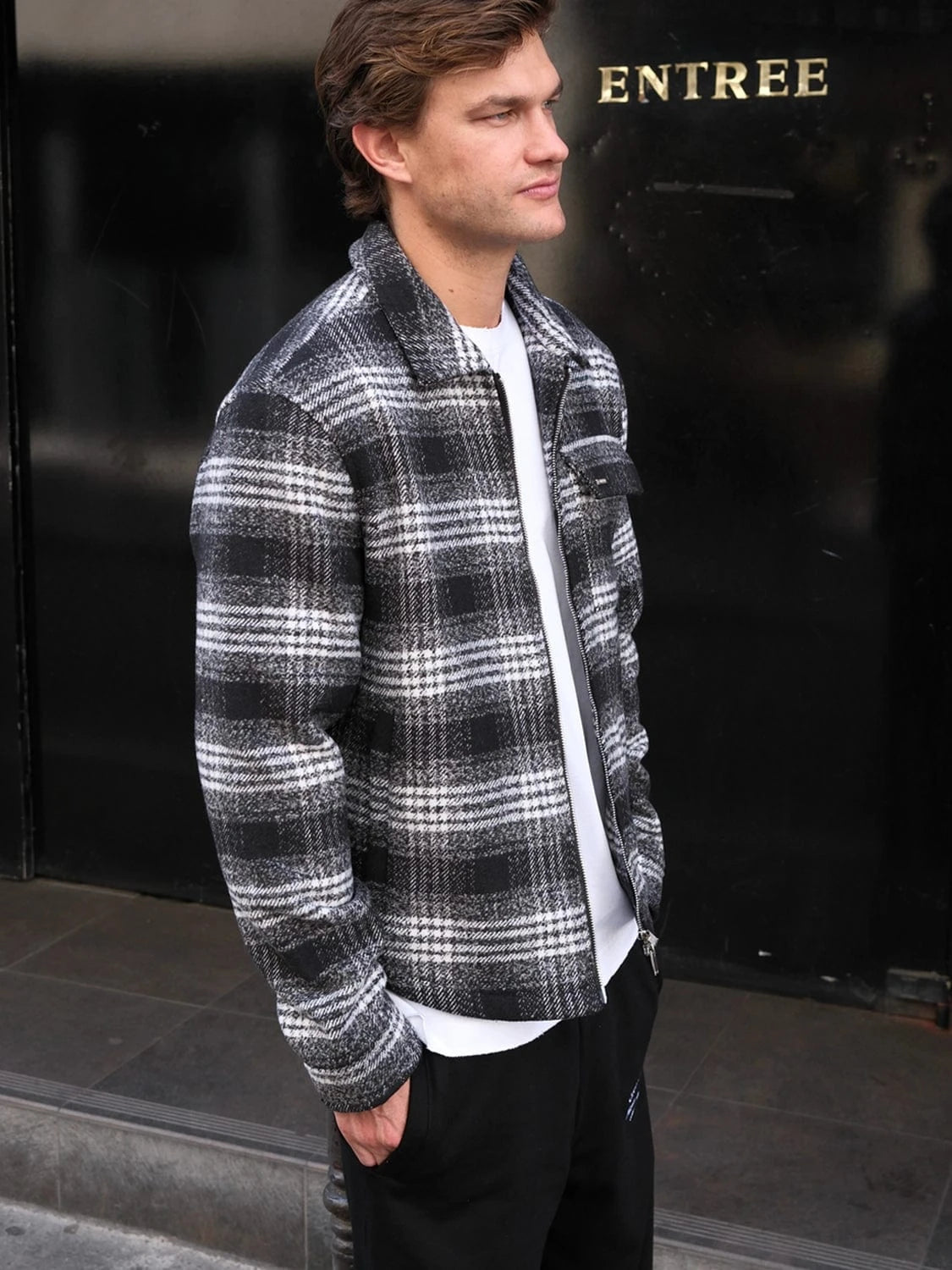 CLUB 1984. Club Checked Jacket - Black Outerwear