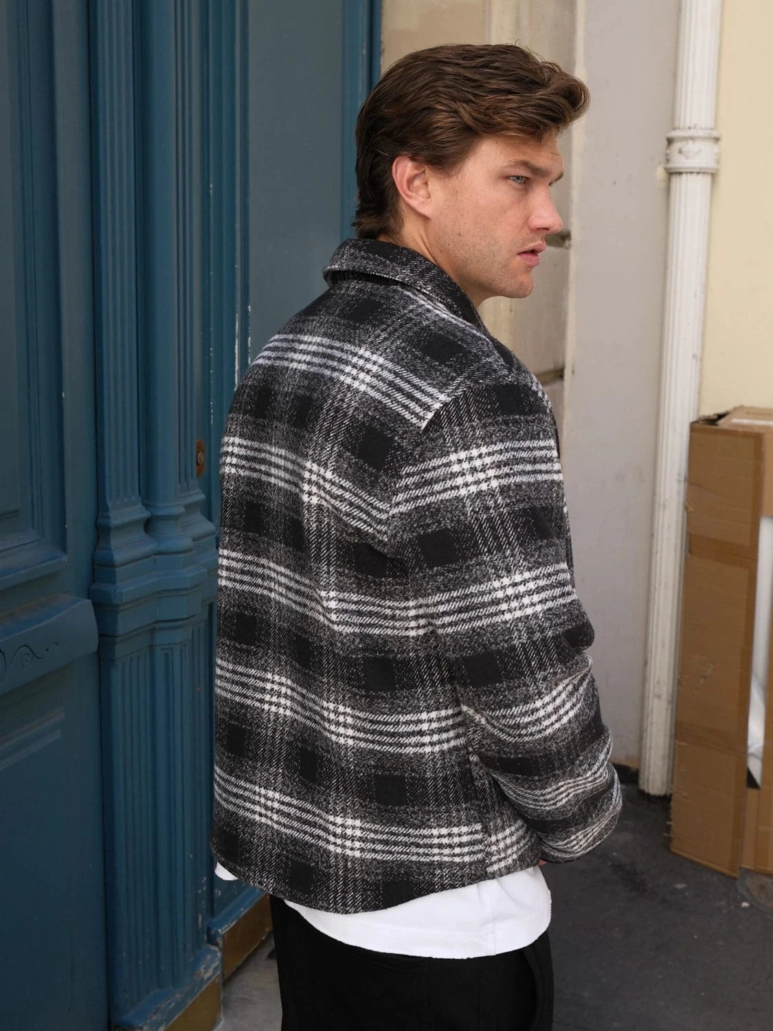 CLUB 1984. Club Checked Jacket - Black Outerwear