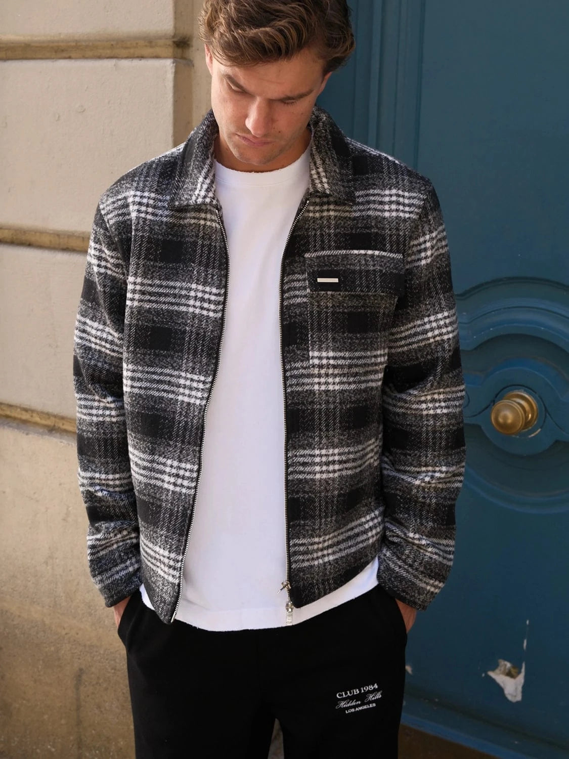 CLUB 1984. Club Checked Jacket - Black Outerwear