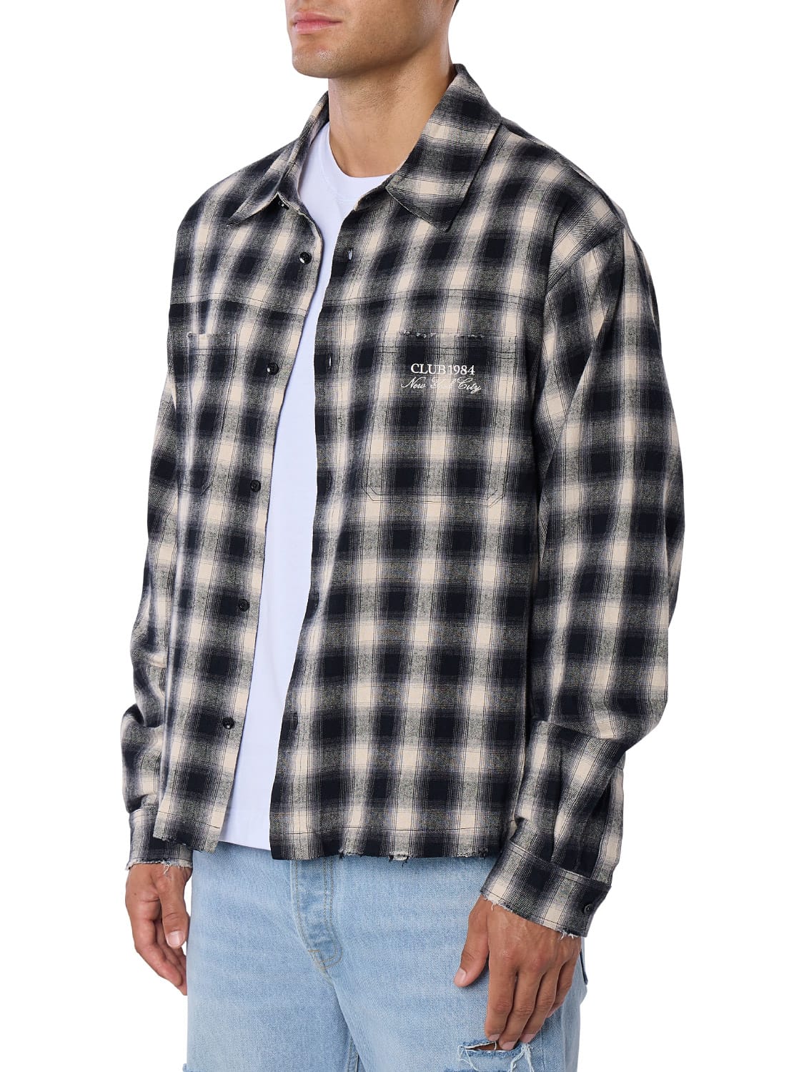 CLUB 1984. Club Checked LS Shirt - Black/White Shirt