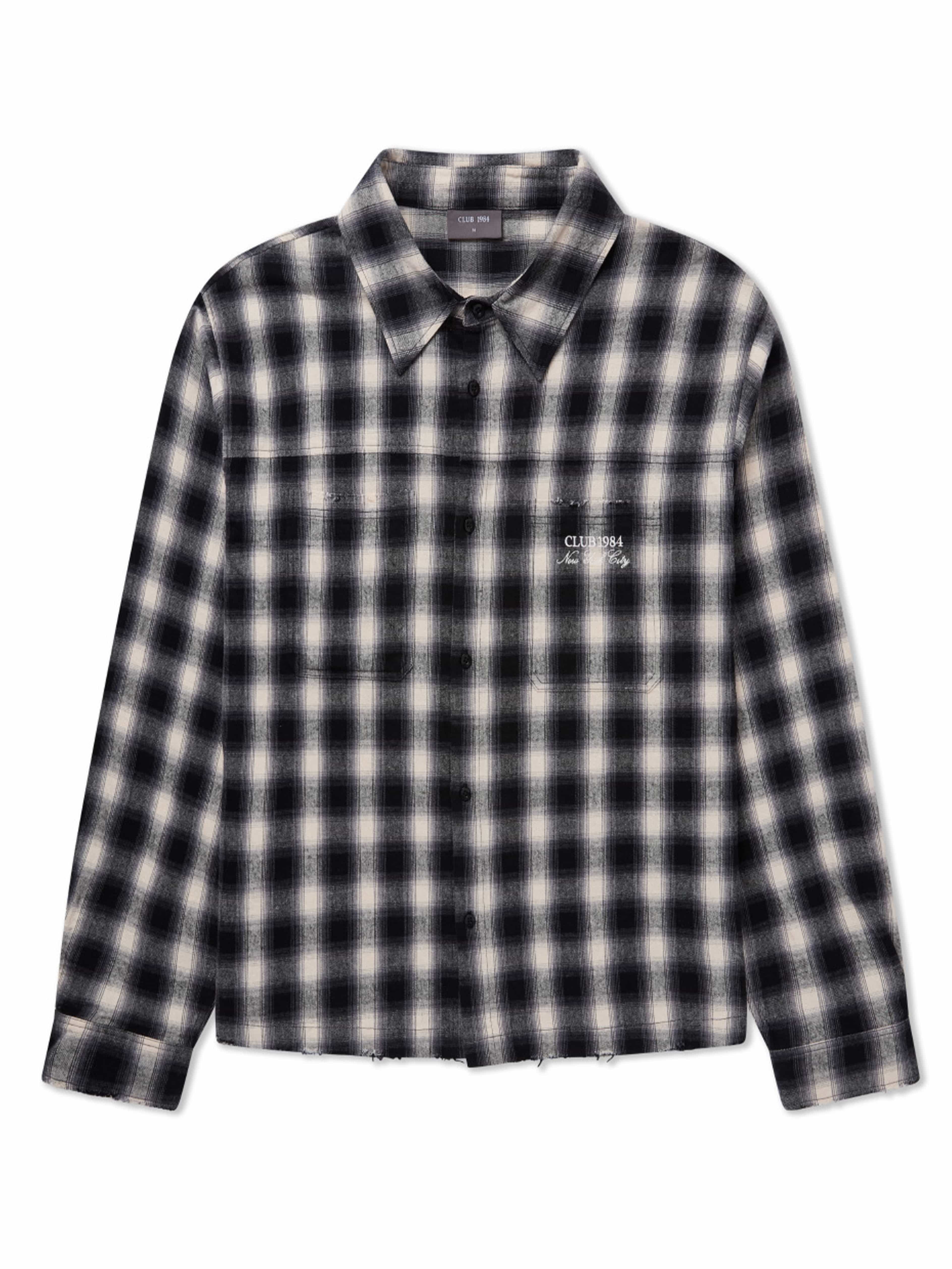 CLUB 1984. Club Checked LS Shirt - Black/White Shirt