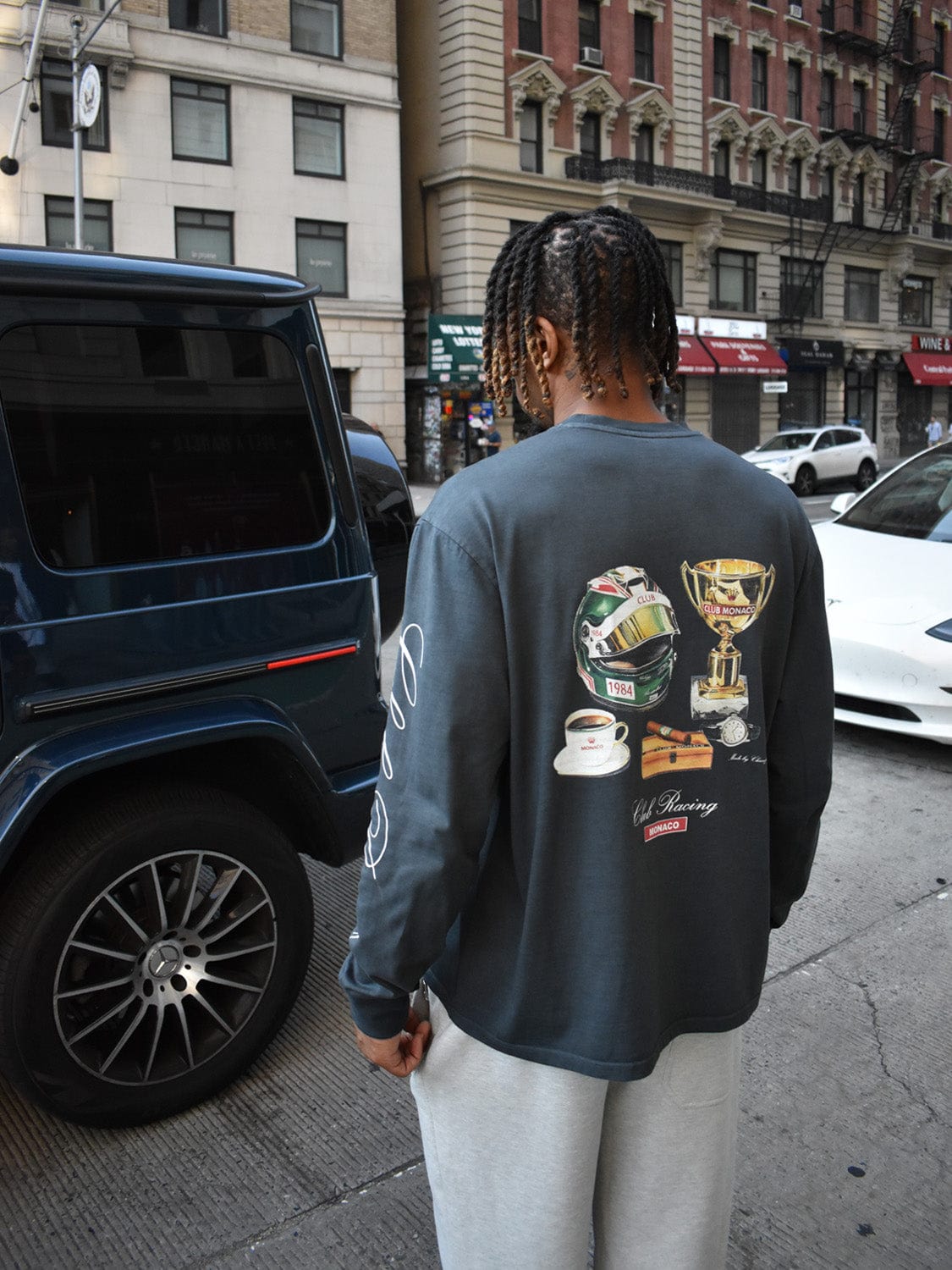 CLUB 1984. Club Racing Long Sleeve T-shirt - Washed Grey T-Shirt