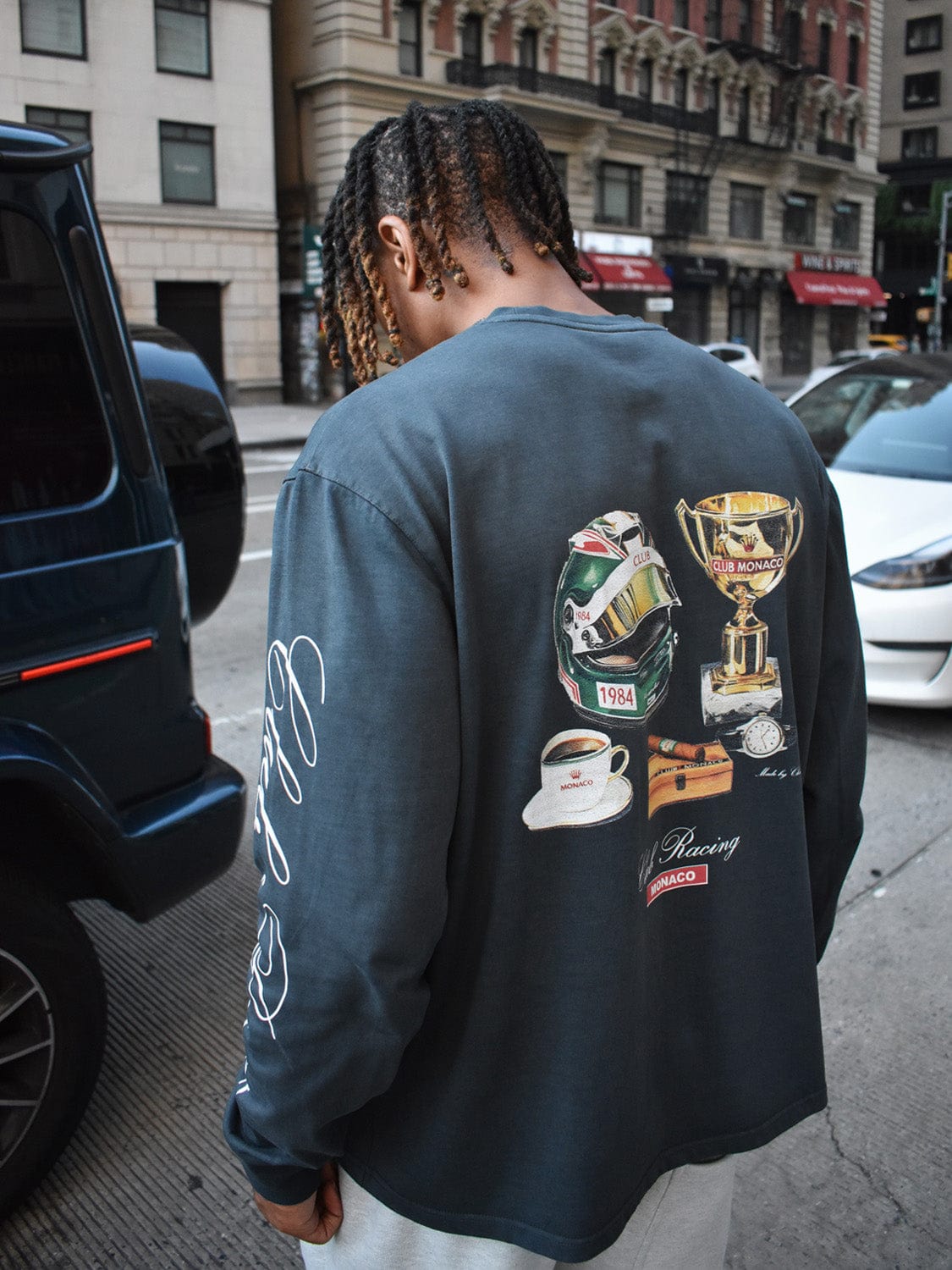 CLUB 1984. Club Racing Long Sleeve T-shirt - Washed Grey T-Shirt