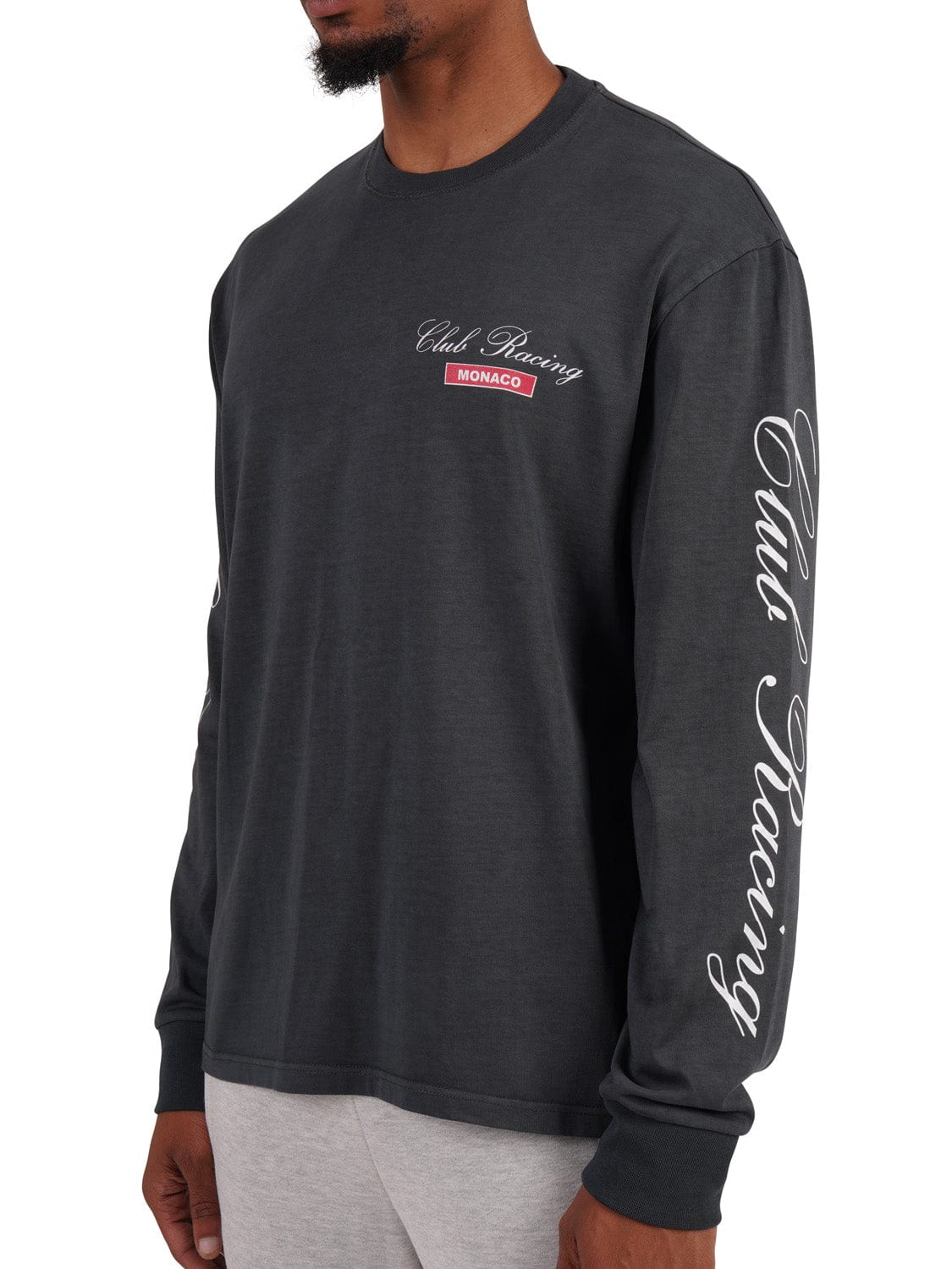 CLUB 1984. Club Racing Long Sleeve T-shirt - Washed Grey T-Shirt