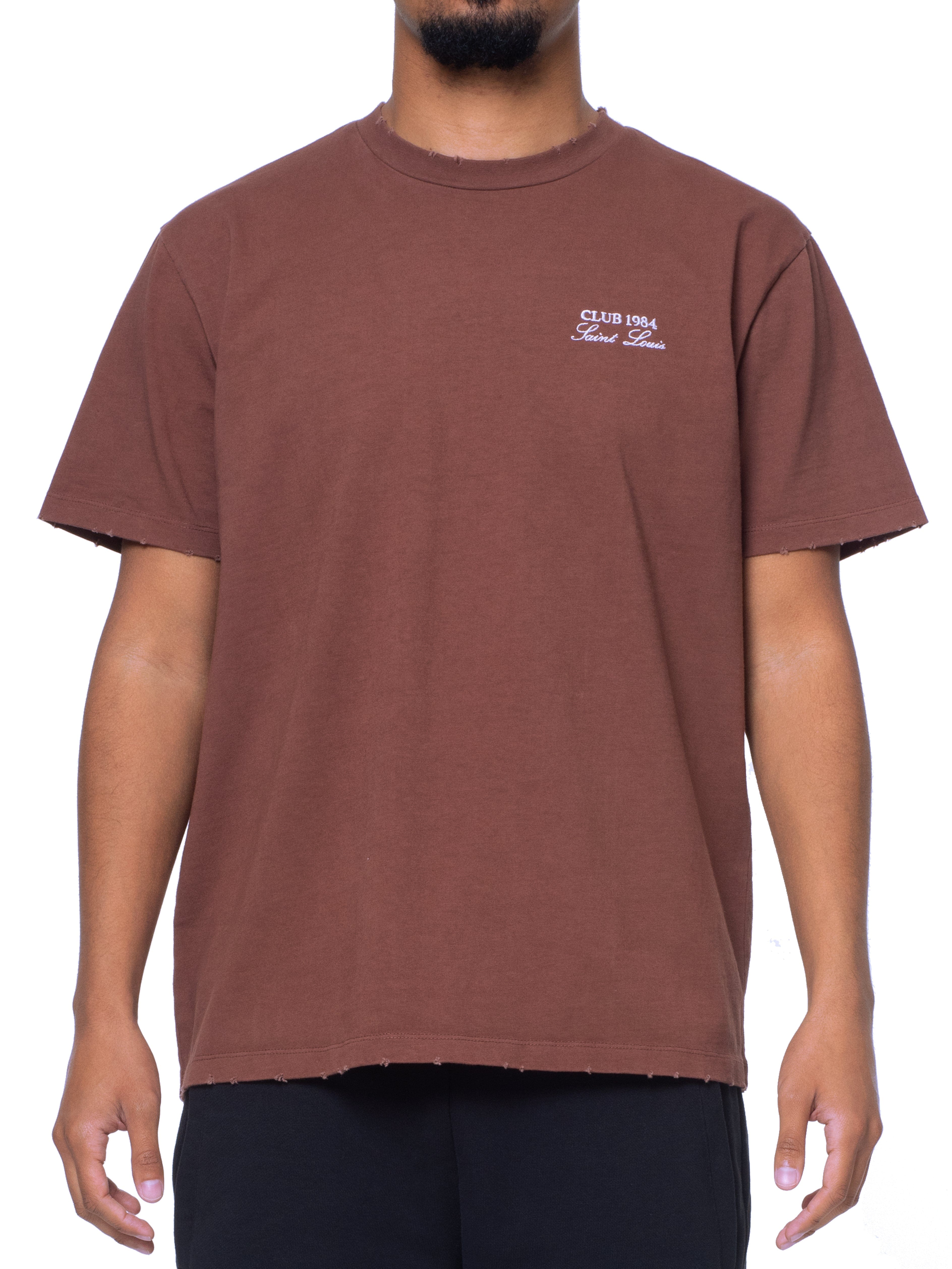 CLUB 1984. Essential Distressed T-shirt - Vintage Brown T-Shirt