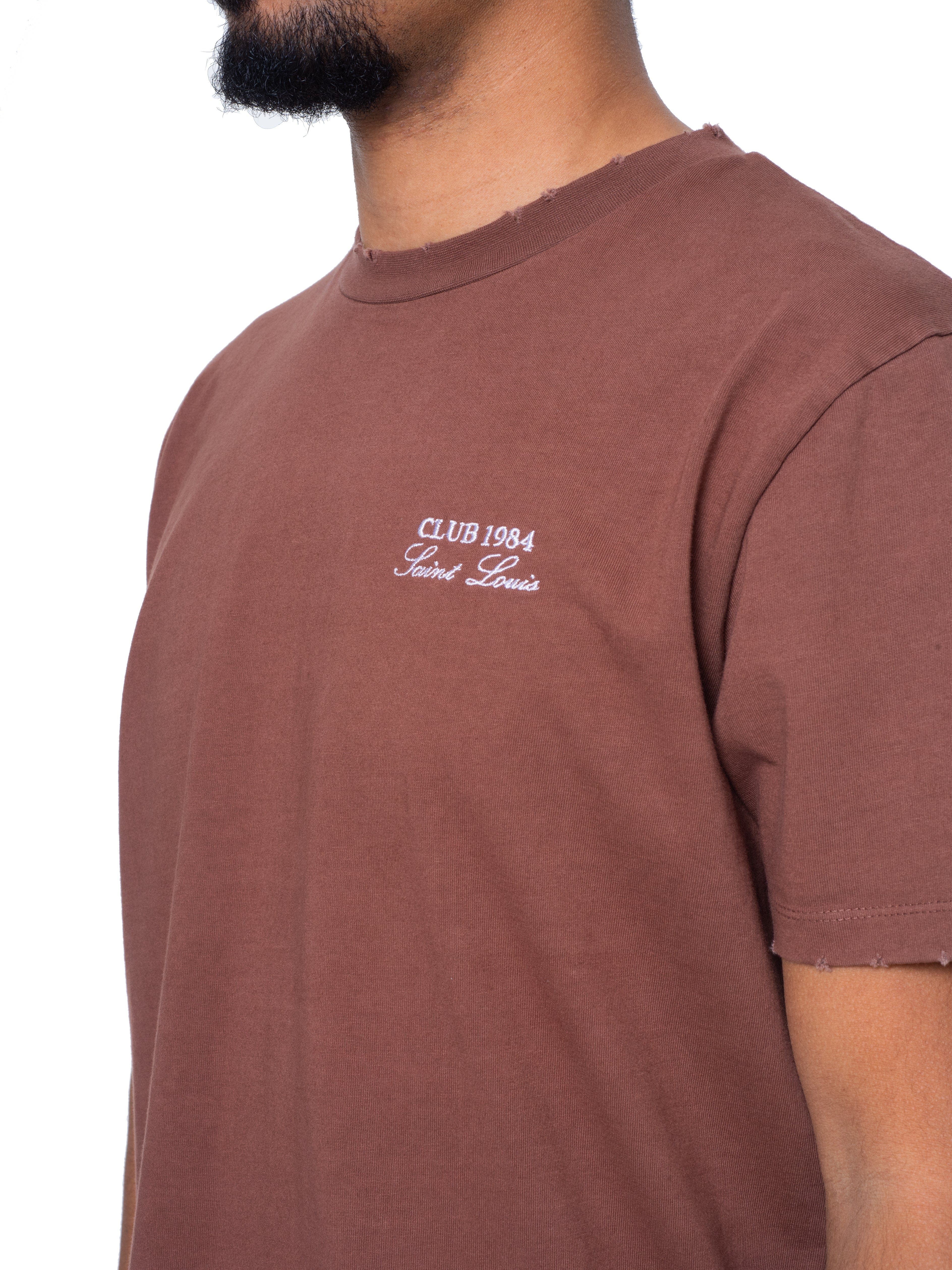 CLUB 1984. Essential Distressed T-shirt - Vintage Brown T-Shirt