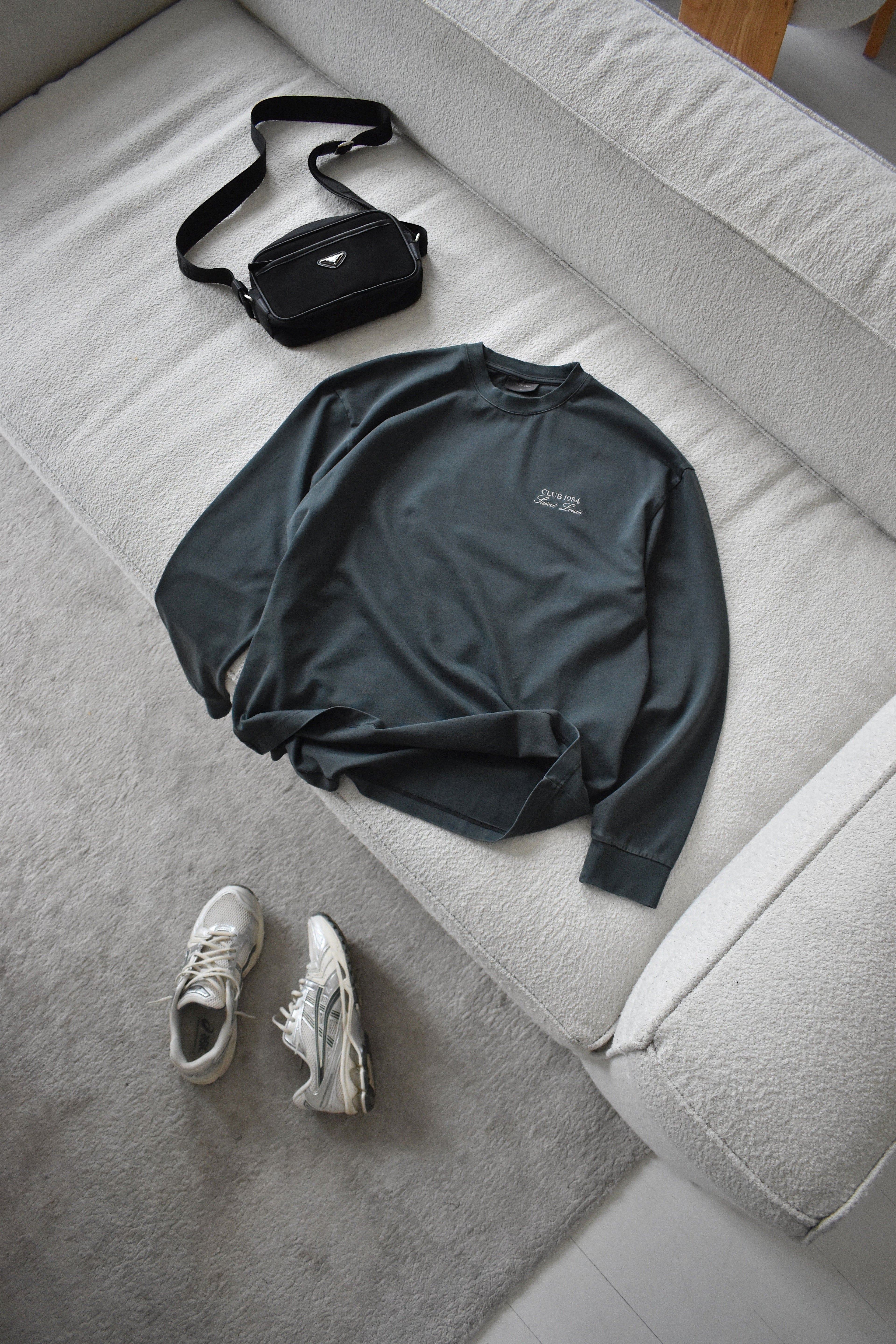 CLUB 1984. Essential Long Sleeve T-shirt - Washed Grey T-Shirt