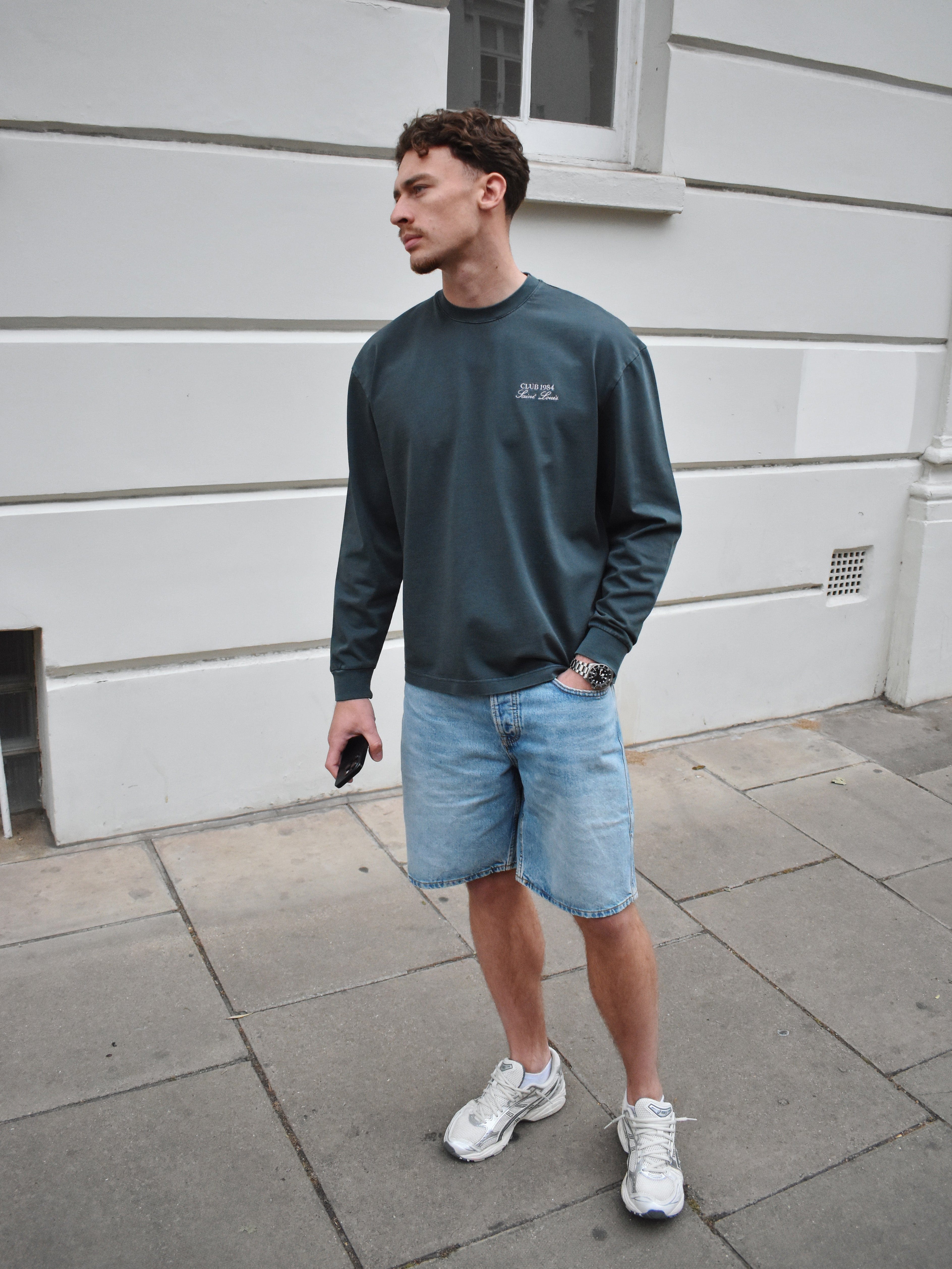 CLUB 1984. Essential Long Sleeve T-shirt - Washed Grey T-Shirt