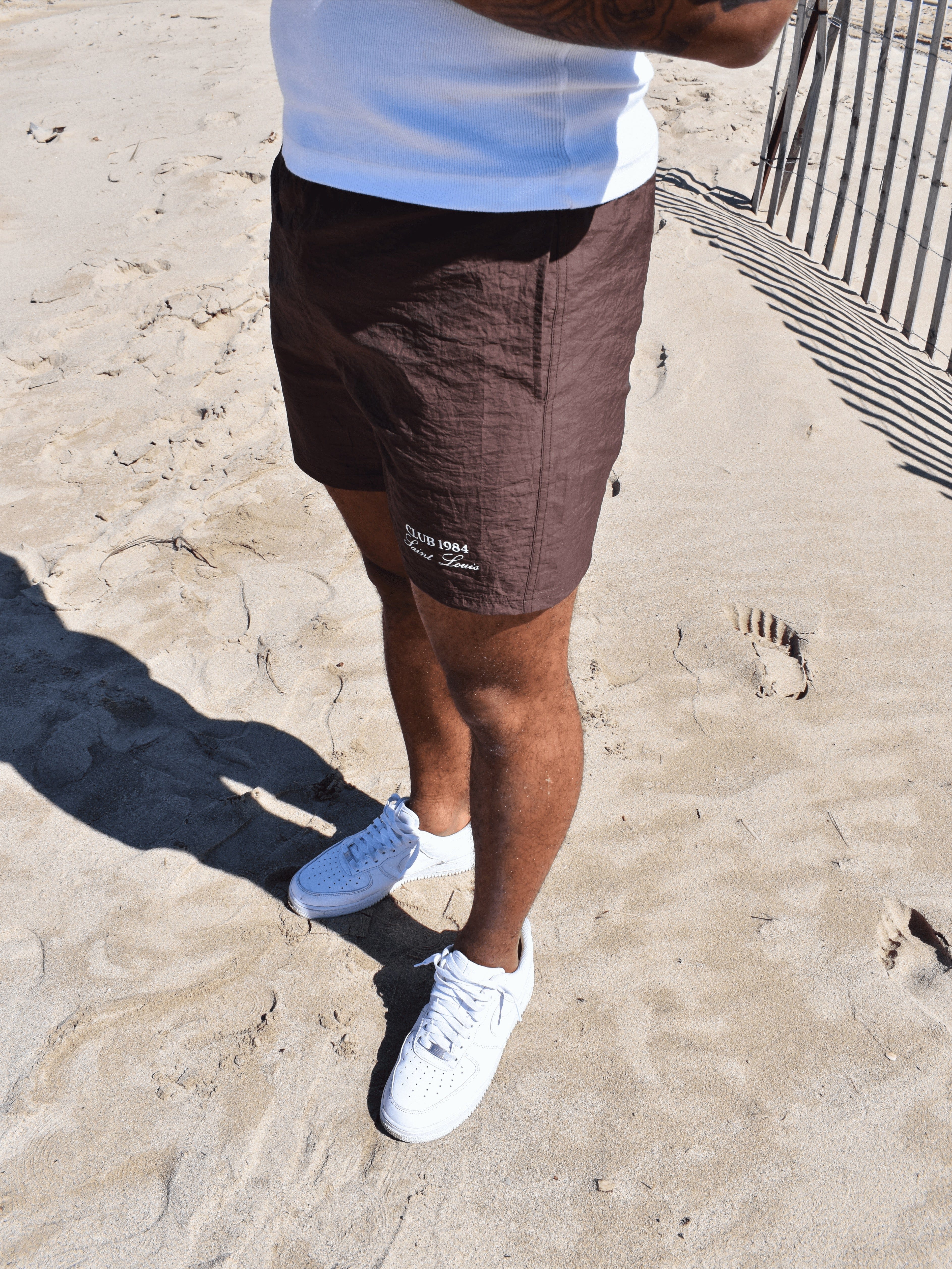 CLUB 1984. Essential Swim Shorts - Brown shorts