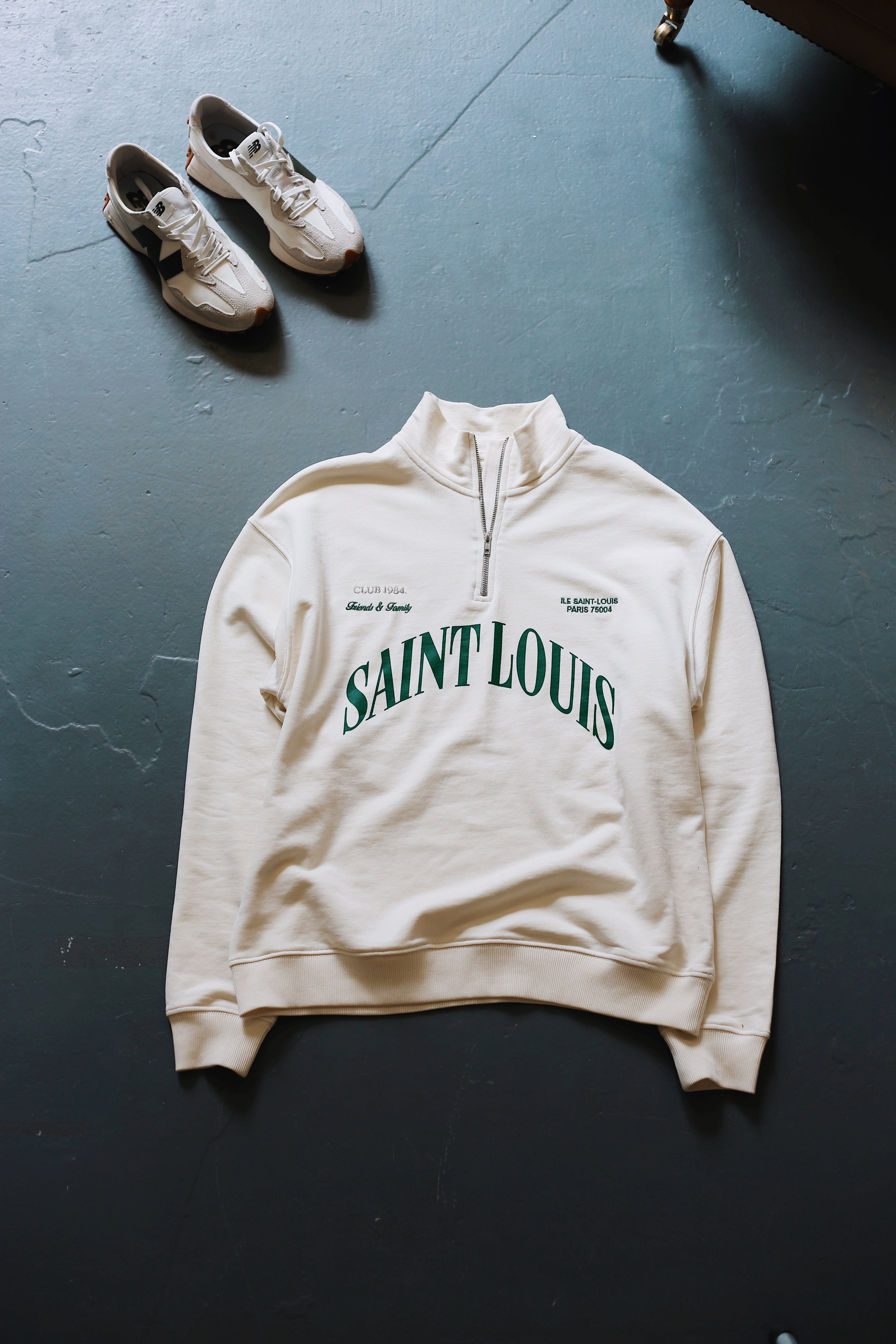 CLUB 1984. F&F Saint Louis 1/4 Zip -Off White 1/4 zip