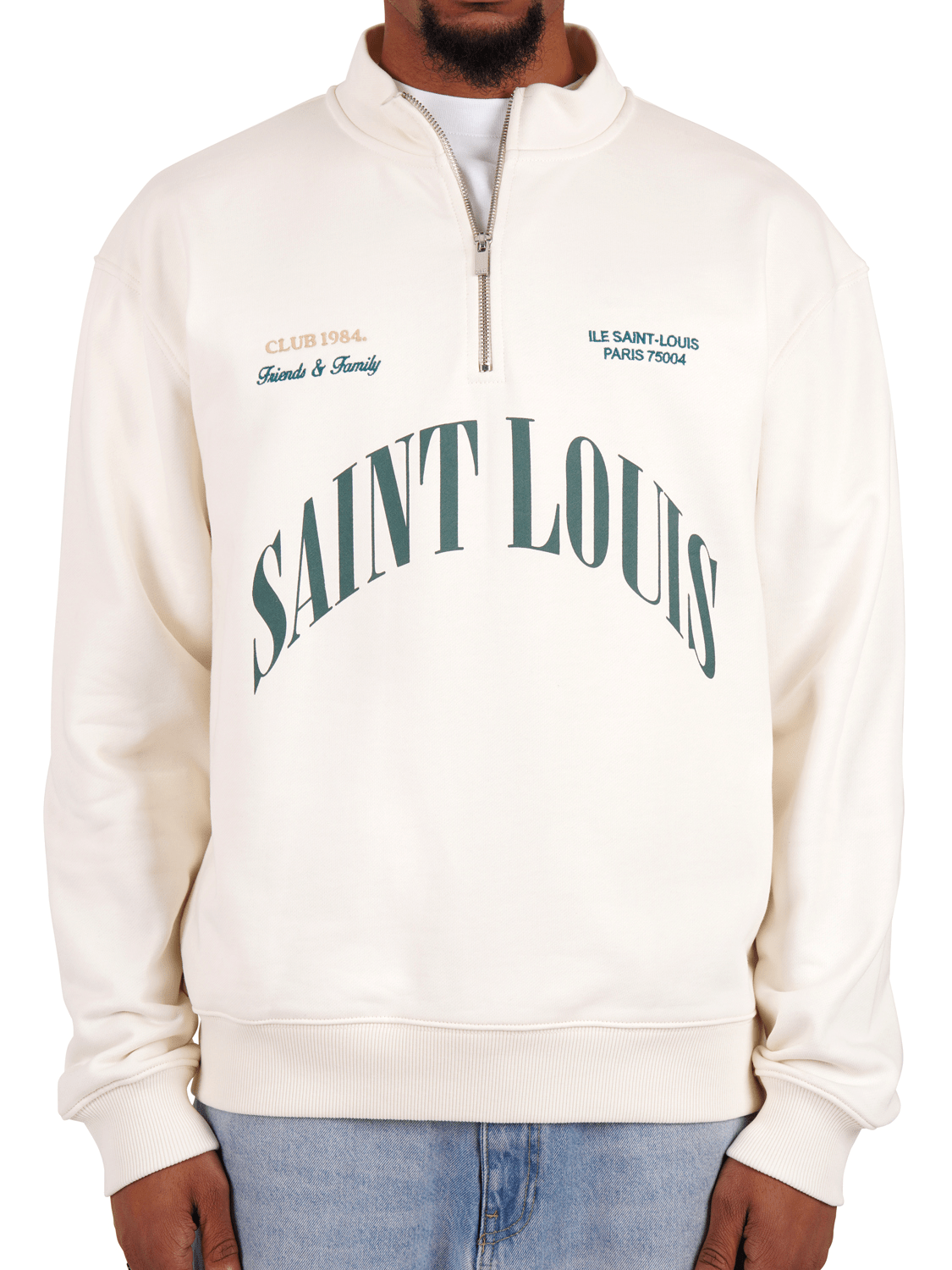 CLUB 1984. F&F Saint Louis 1/4 Zip -Off White 1/4 zip