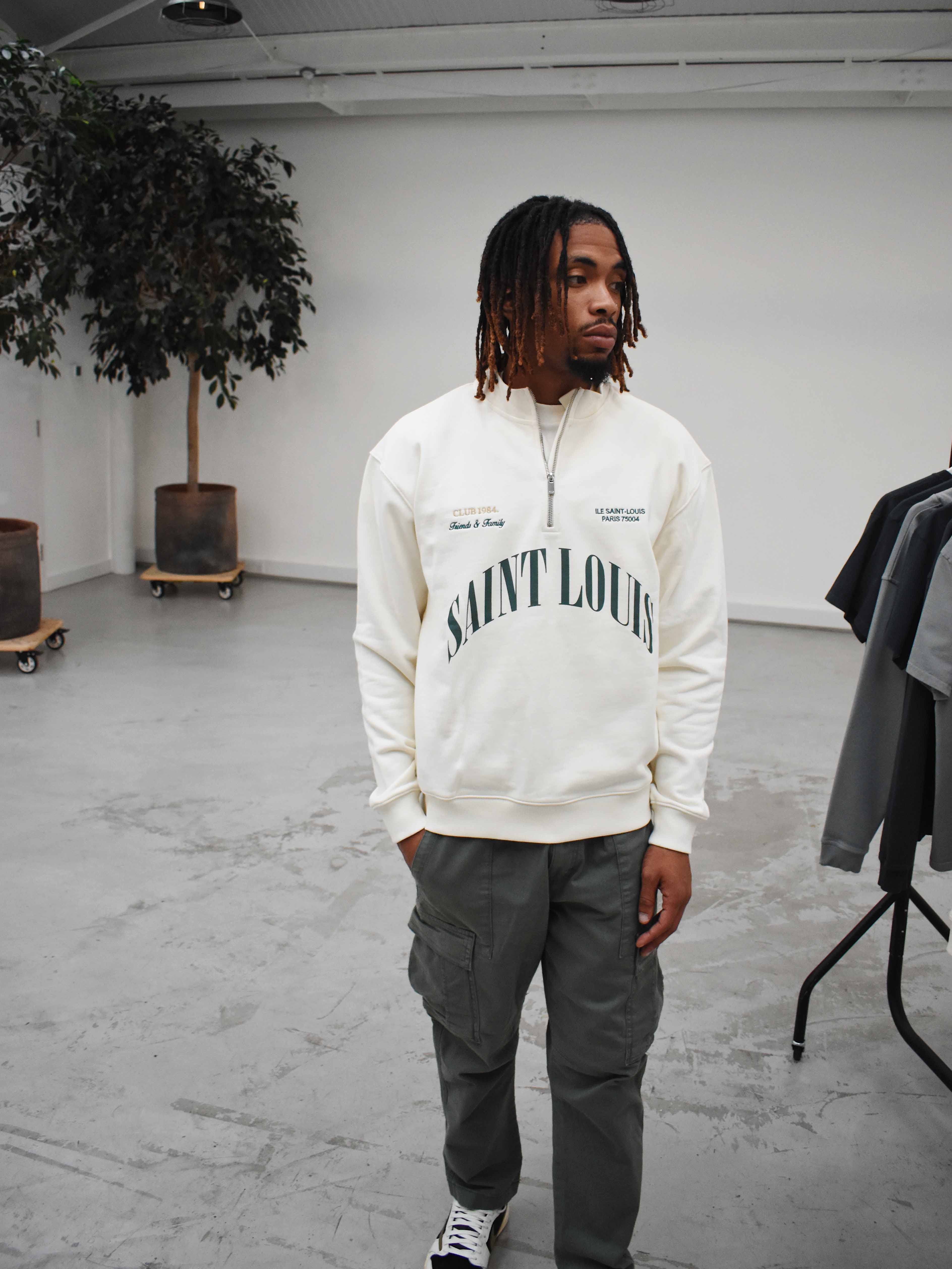 CLUB 1984. F&F Saint Louis 1/4 Zip -Off White 1/4 zip