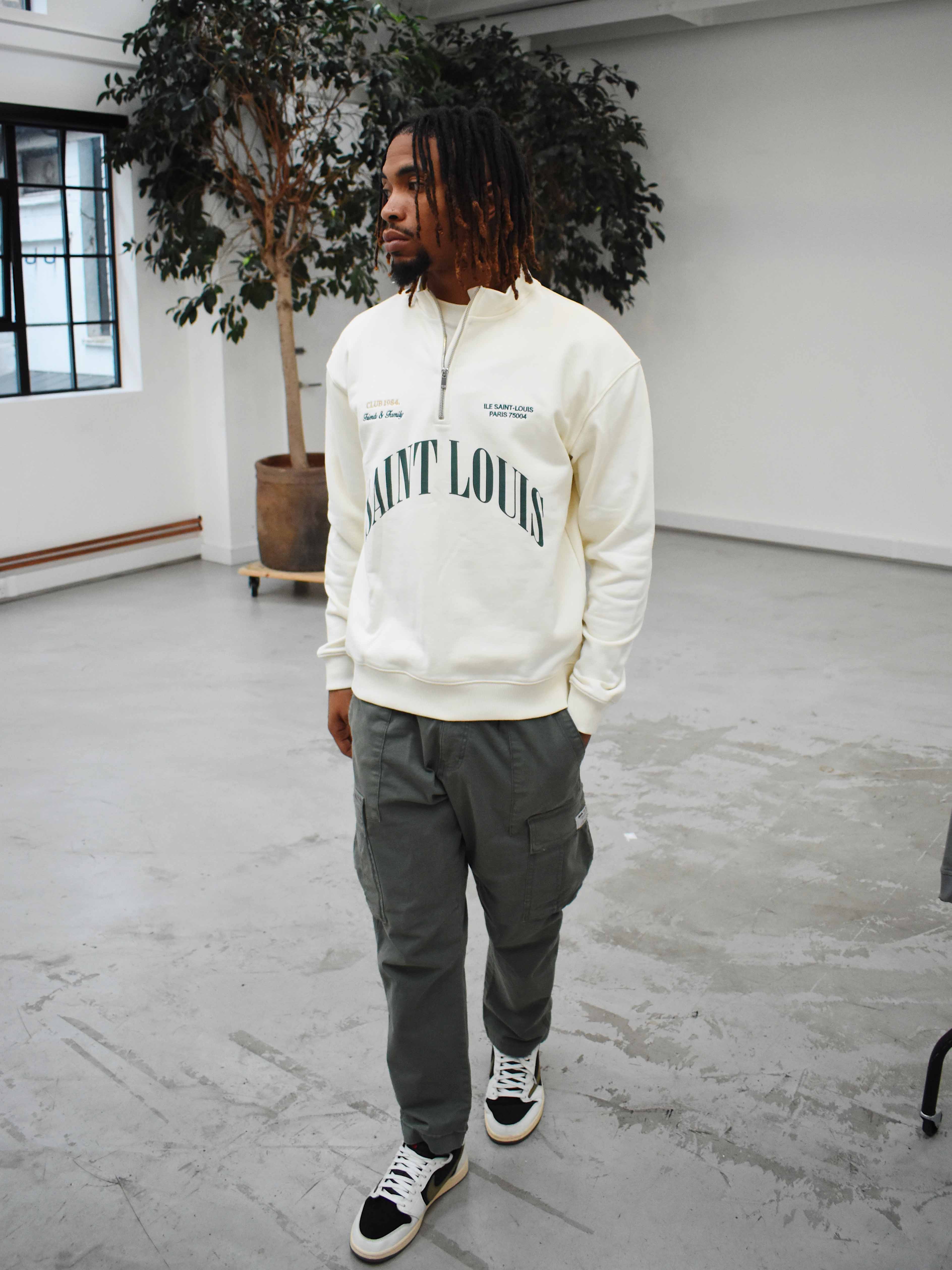 CLUB 1984. F&F Saint Louis 1/4 Zip -Off White 1/4 zip