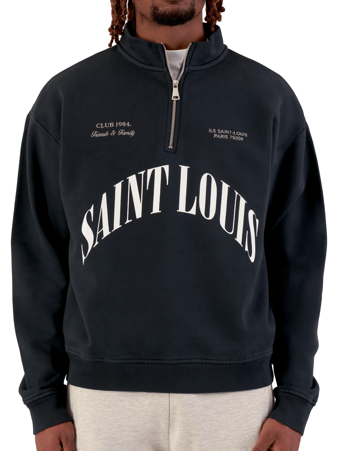CLUB 1984. F&F Saint Louis 1/4 Zip - Washed Black 1/4 zip