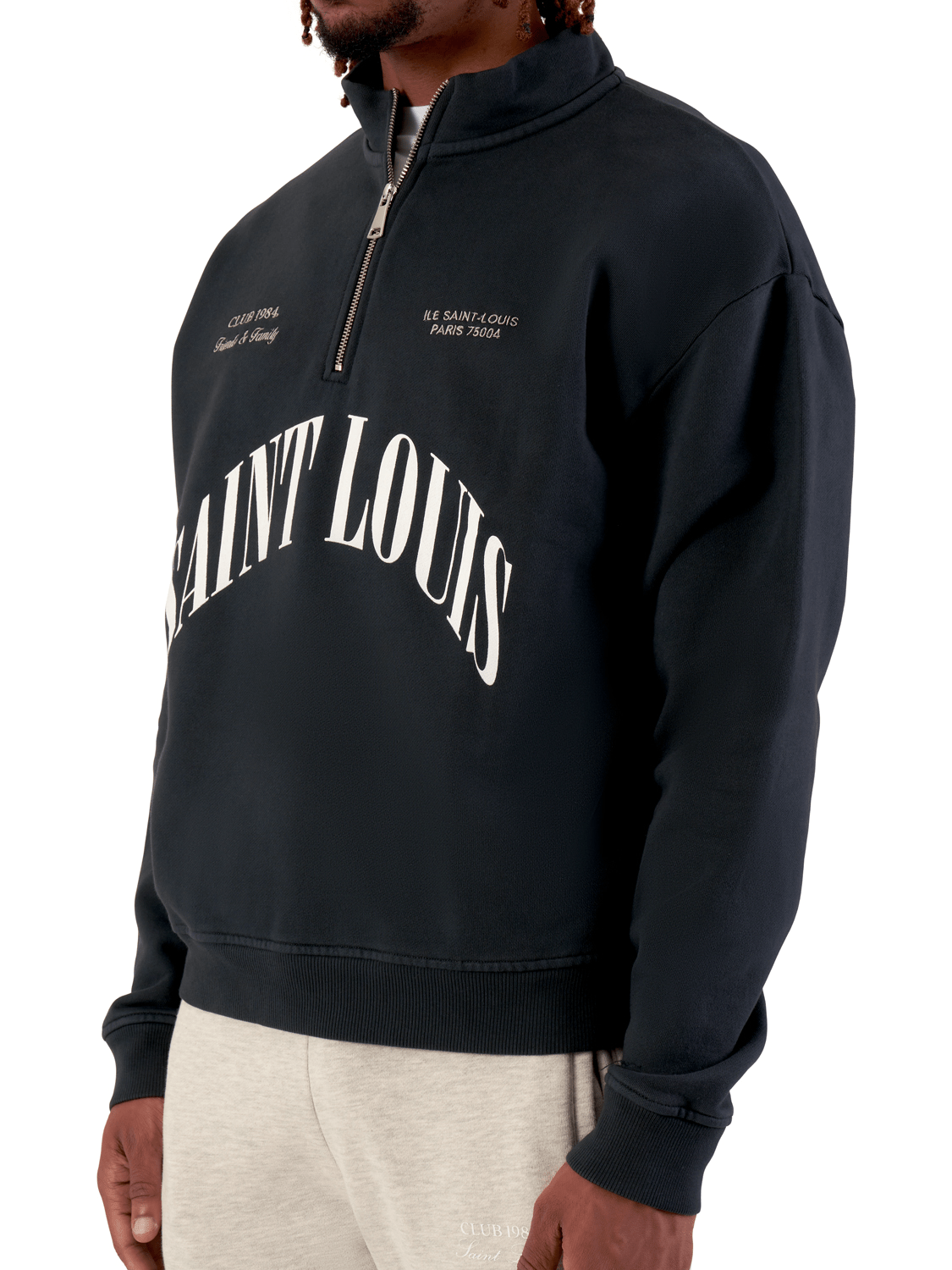 CLUB 1984. F&F Saint Louis 1/4 Zip - Washed Black 1/4 zip