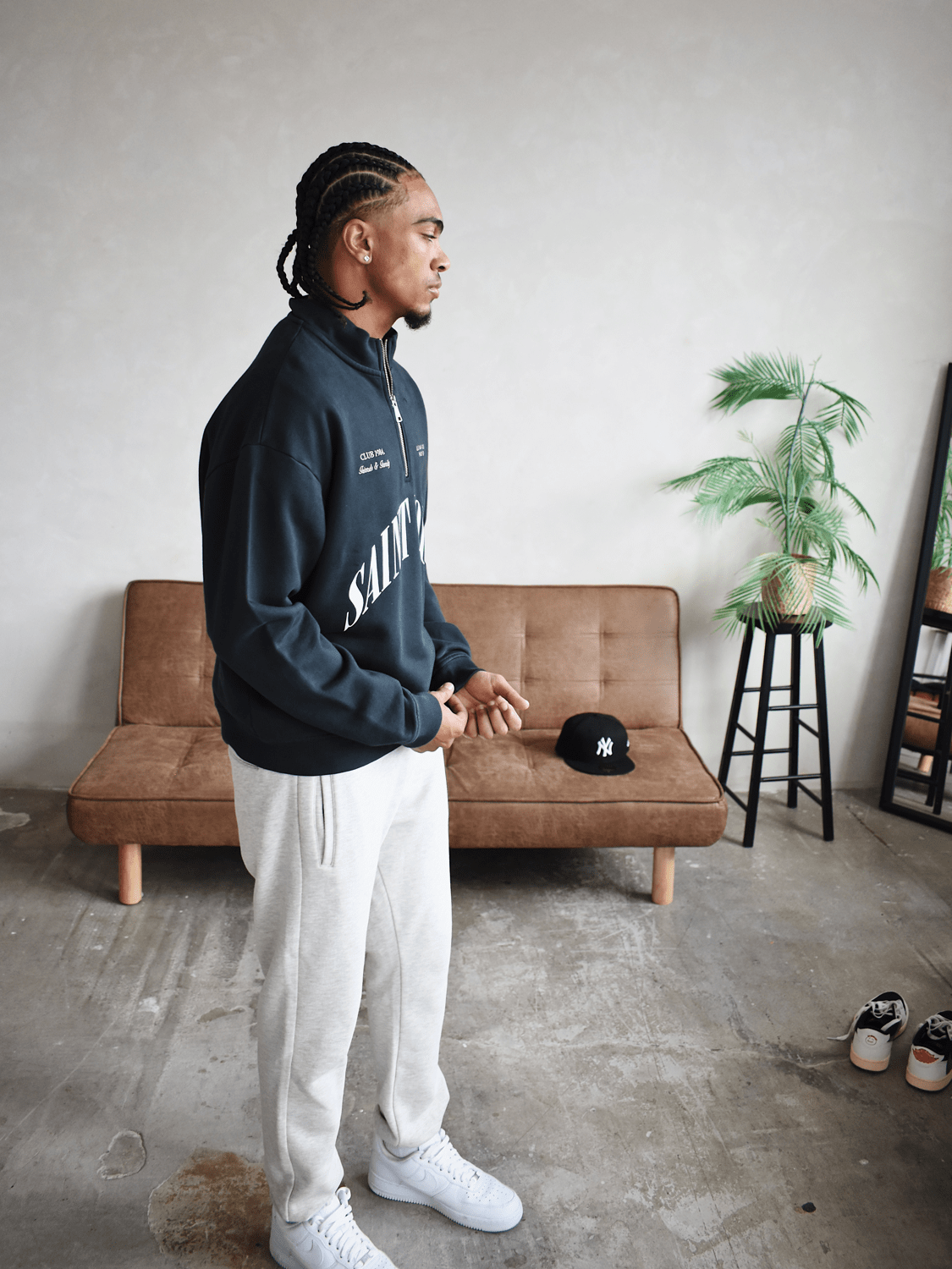 CLUB 1984. F&F Saint Louis 1/4 Zip - Washed Black 1/4 zip