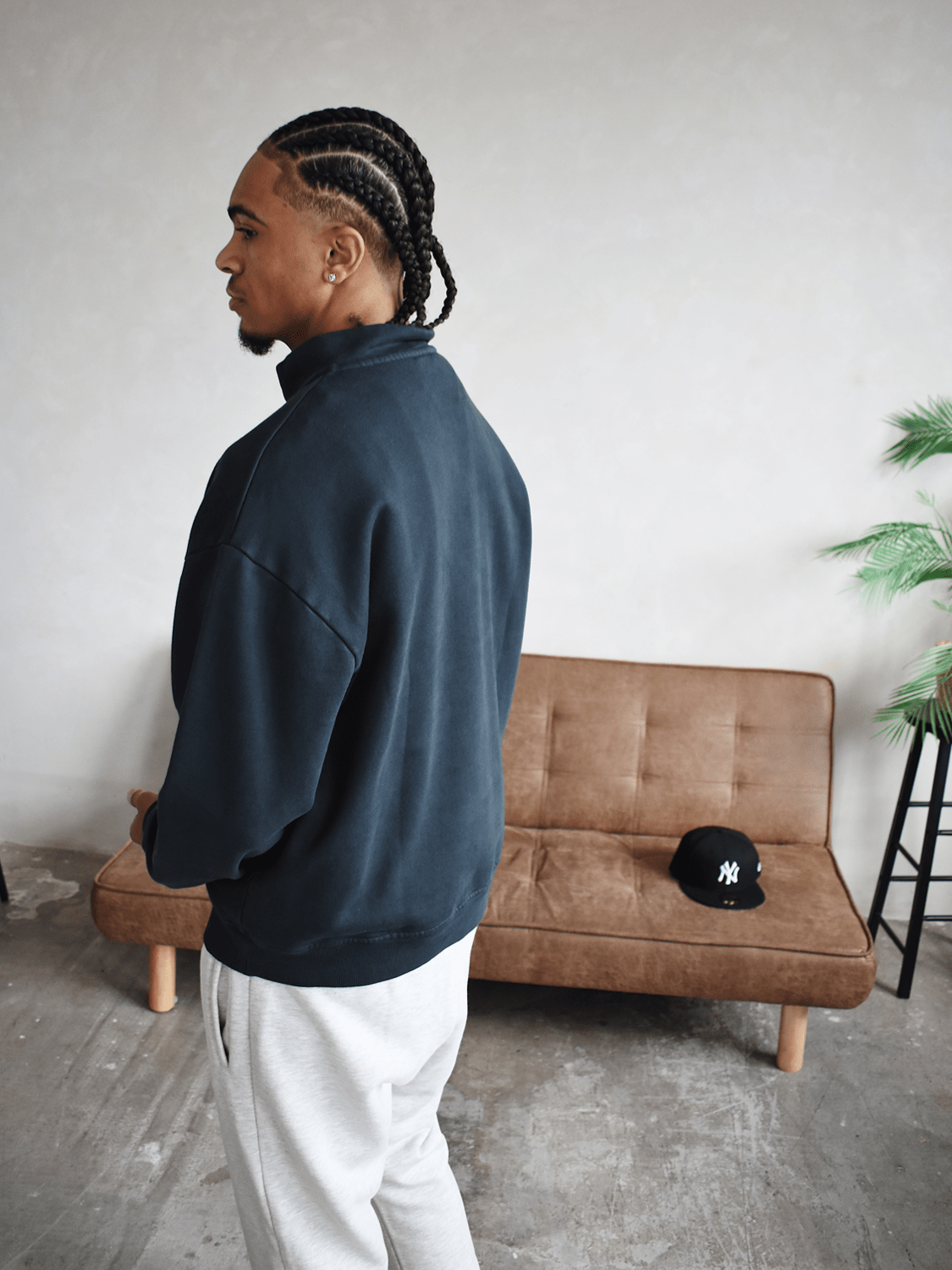 CLUB 1984. F&F Saint Louis 1/4 Zip - Washed Black 1/4 zip