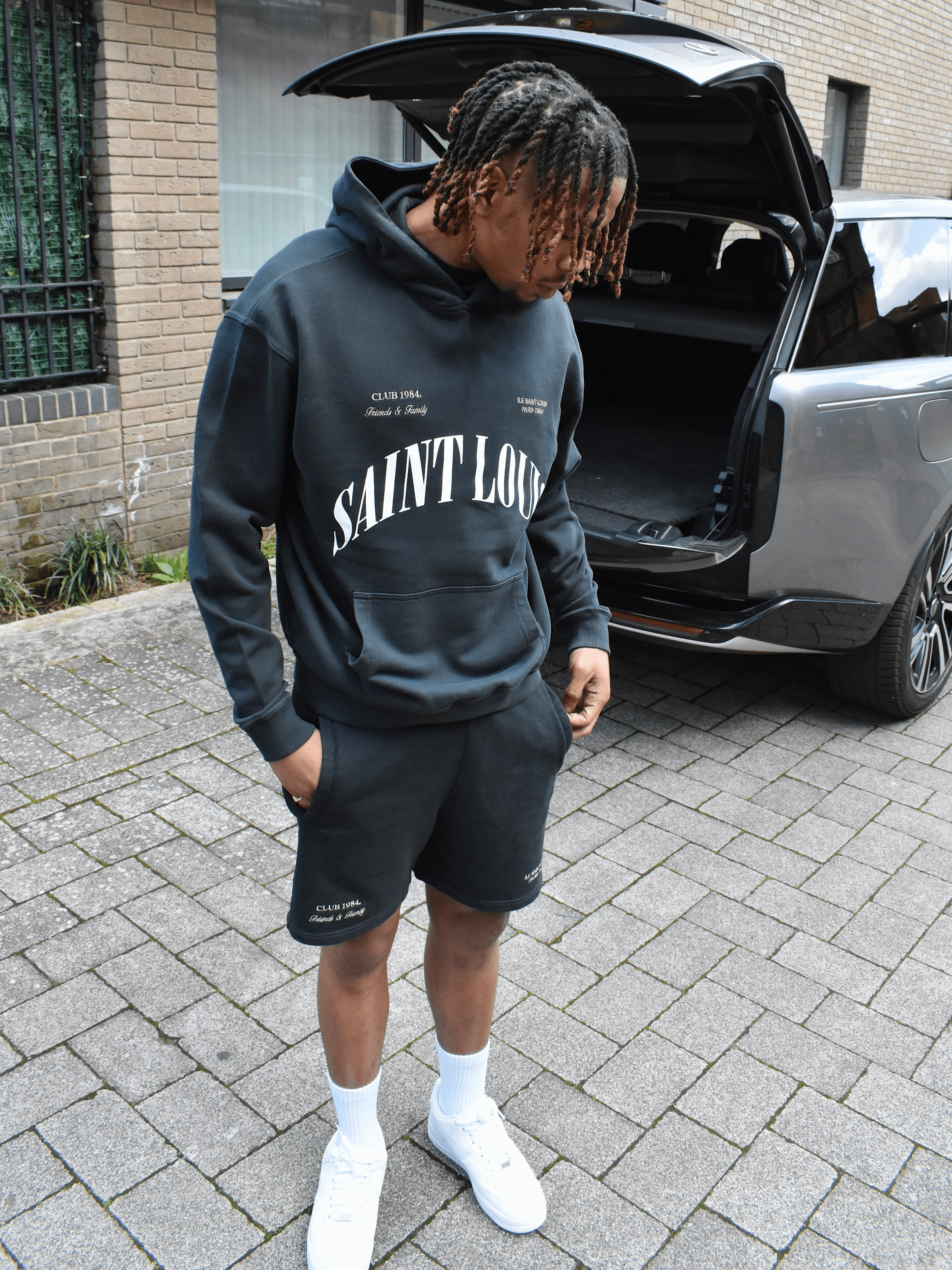 CLUB 1984. F&F Saint Louis Hoodie - Washed Black Hoodie