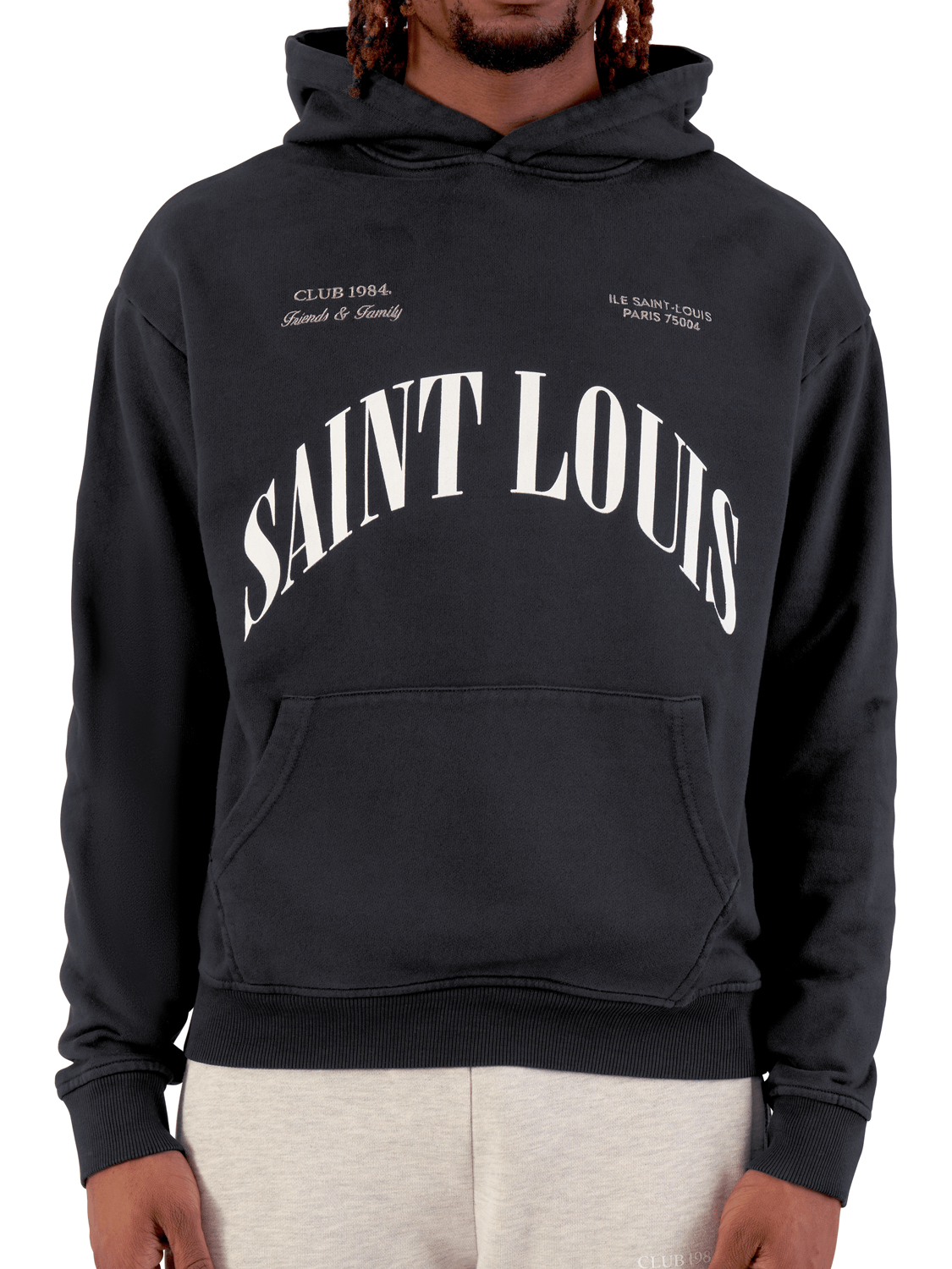 CLUB 1984. F&F Saint Louis Hoodie - Washed Black Hoodie