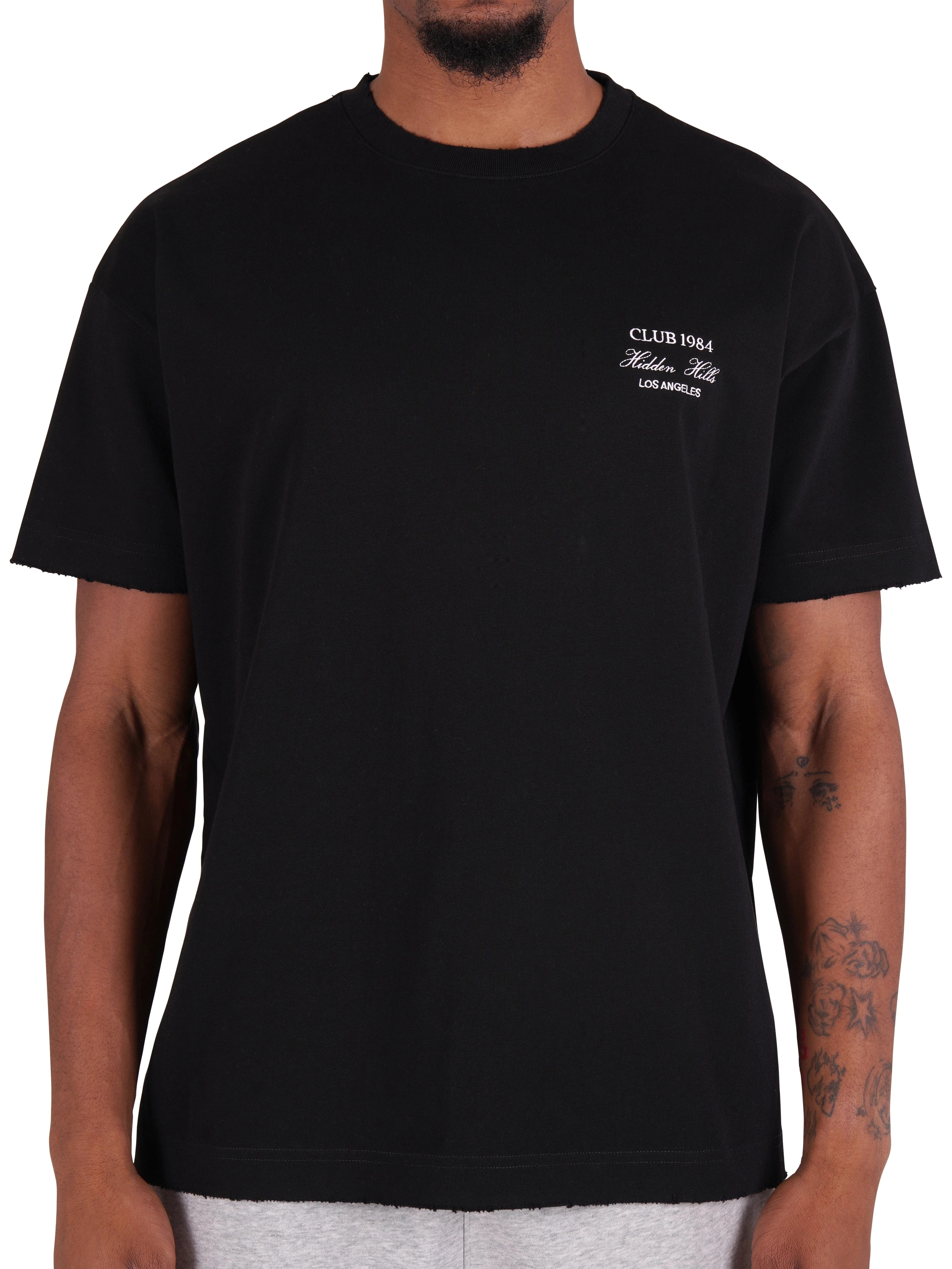 CLUB 1984. Hidden Hills Distressed T-Shirt - Black T-Shirt