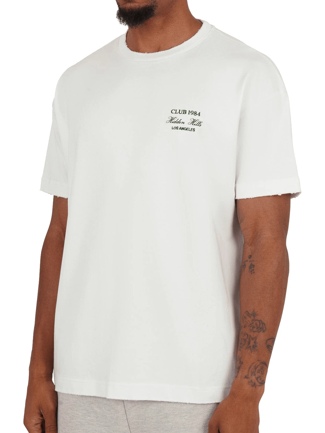 CLUB 1984. Hidden Hills Distressed T-Shirt - Off White T-Shirt