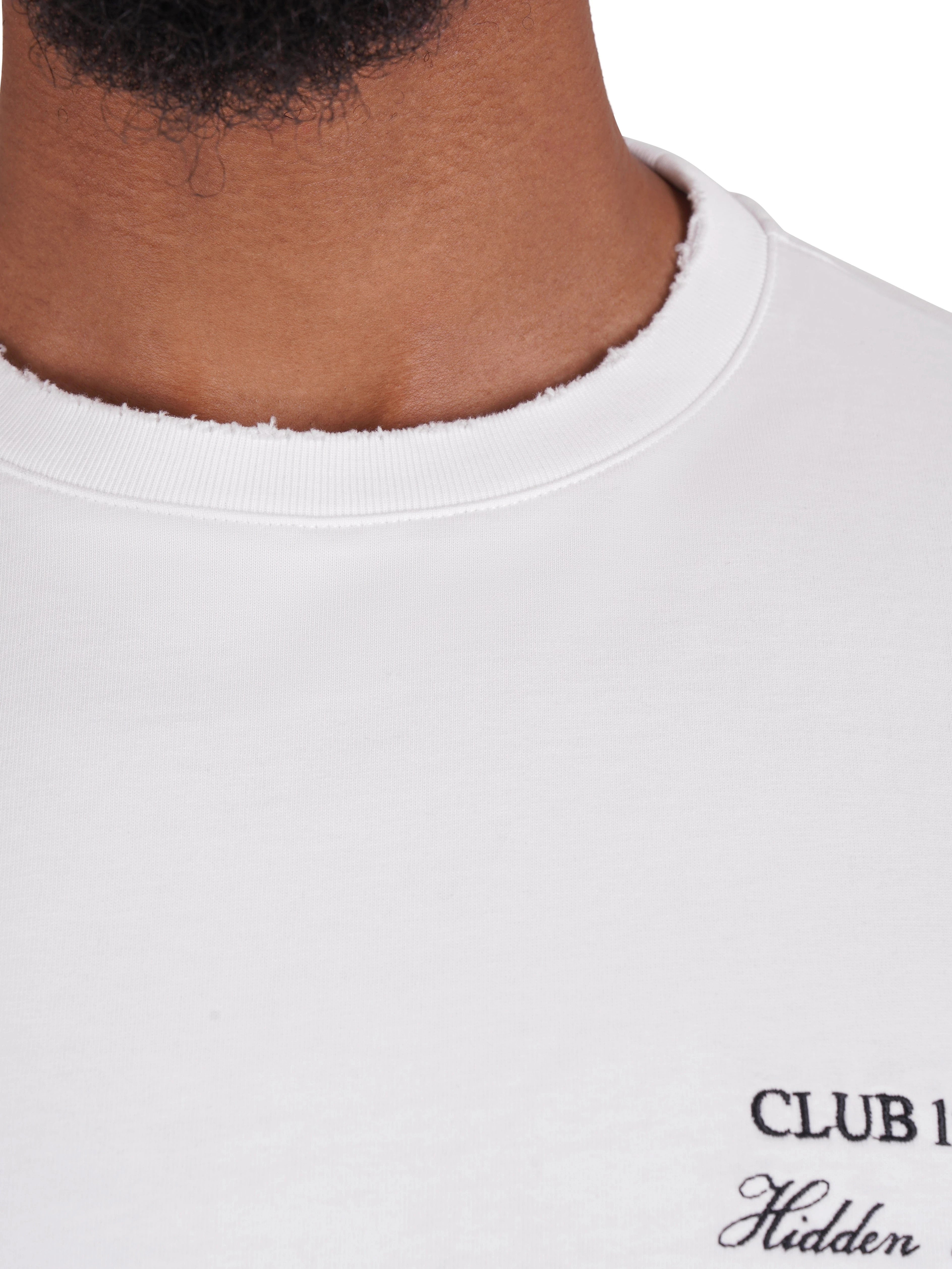 CLUB 1984. Hidden Hills Distressed T-Shirt - White T-Shirt