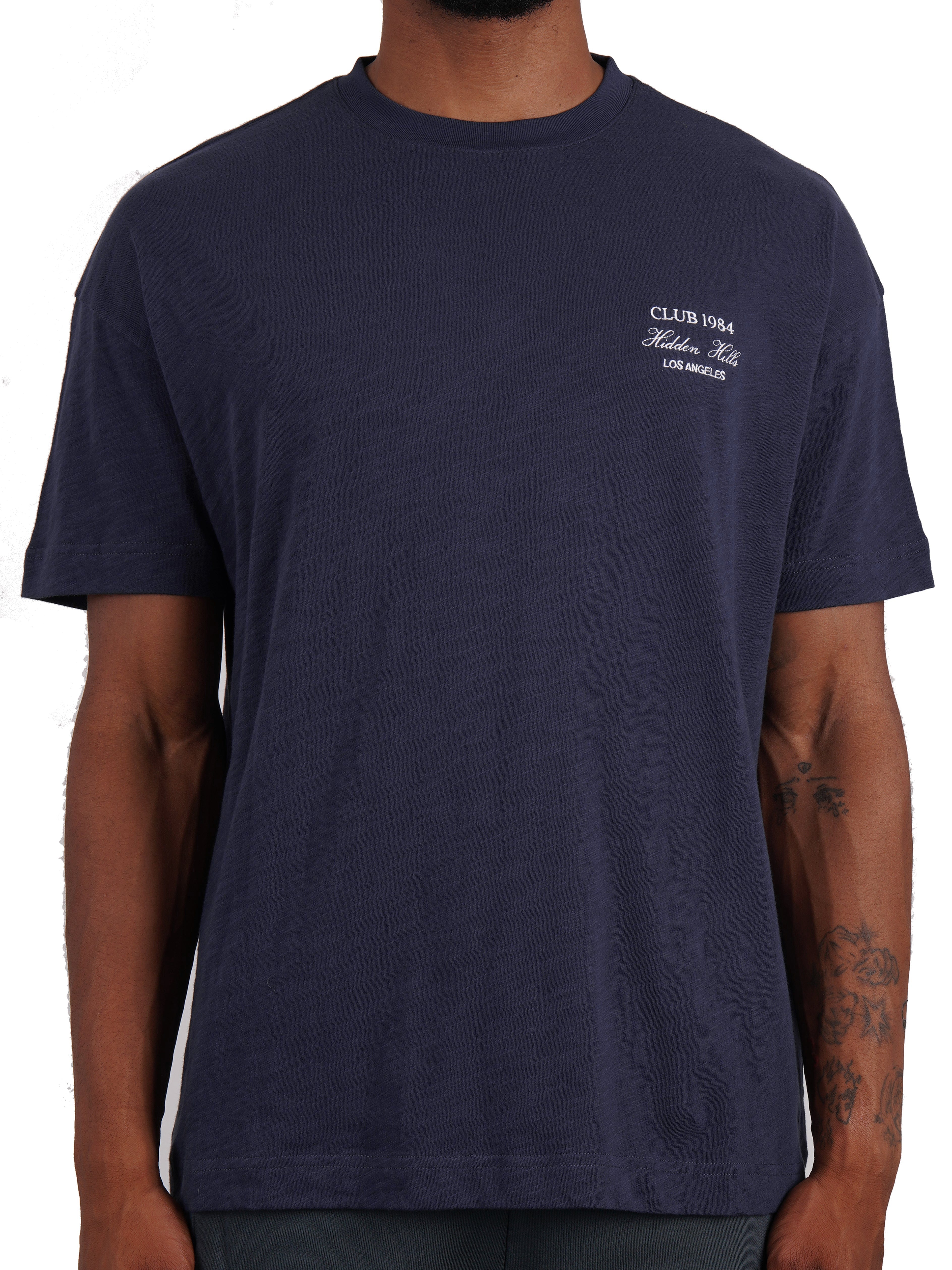 CLUB 1984. Hidden Hills Slub T-Shirt - Navy T-Shirt