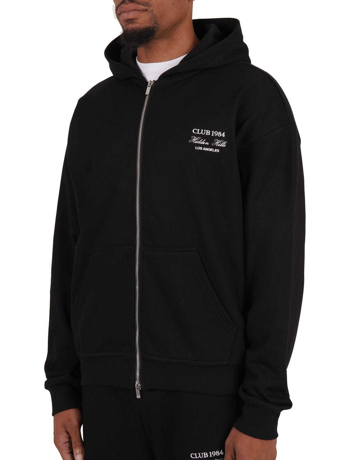 CLUB 1984. Hidden Hills Zipped Hoodie - Black Hoodie