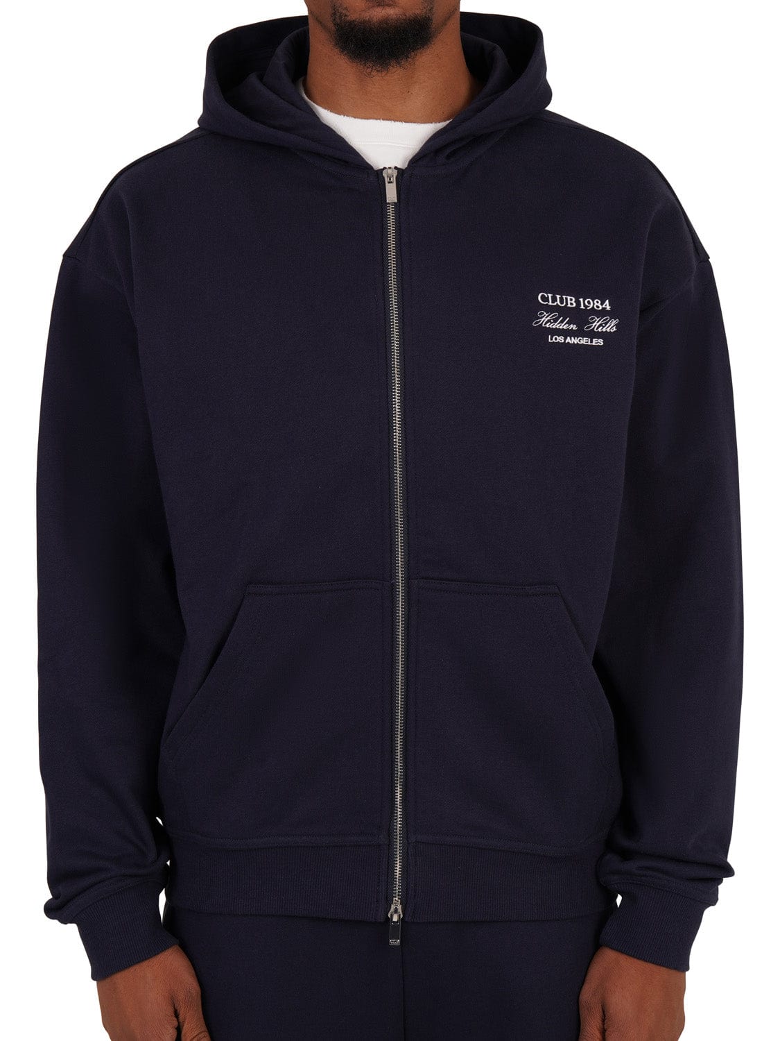 CLUB 1984. Hidden Hills Zipped Hoodie - Navy Hoodie