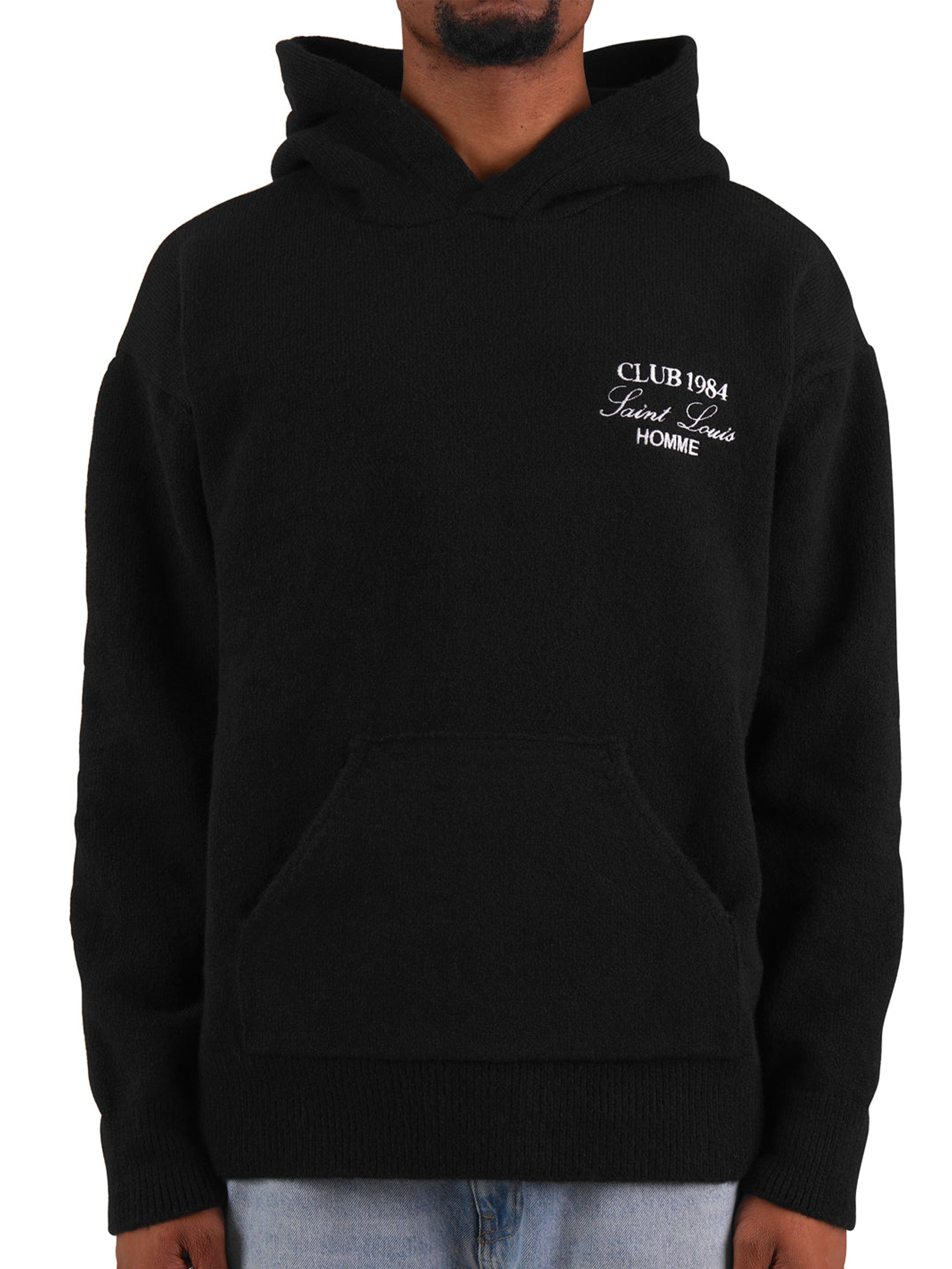 CLUB 1984. Homme Knitted Hoodie - Black Hoodie