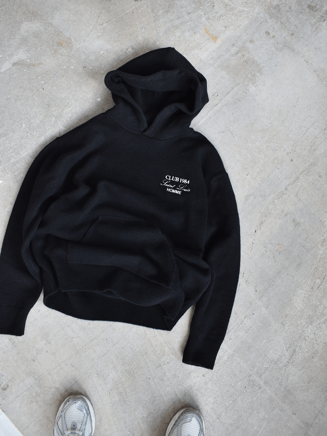 CLUB 1984. Homme Knitted Hoodie - Black Hoodie