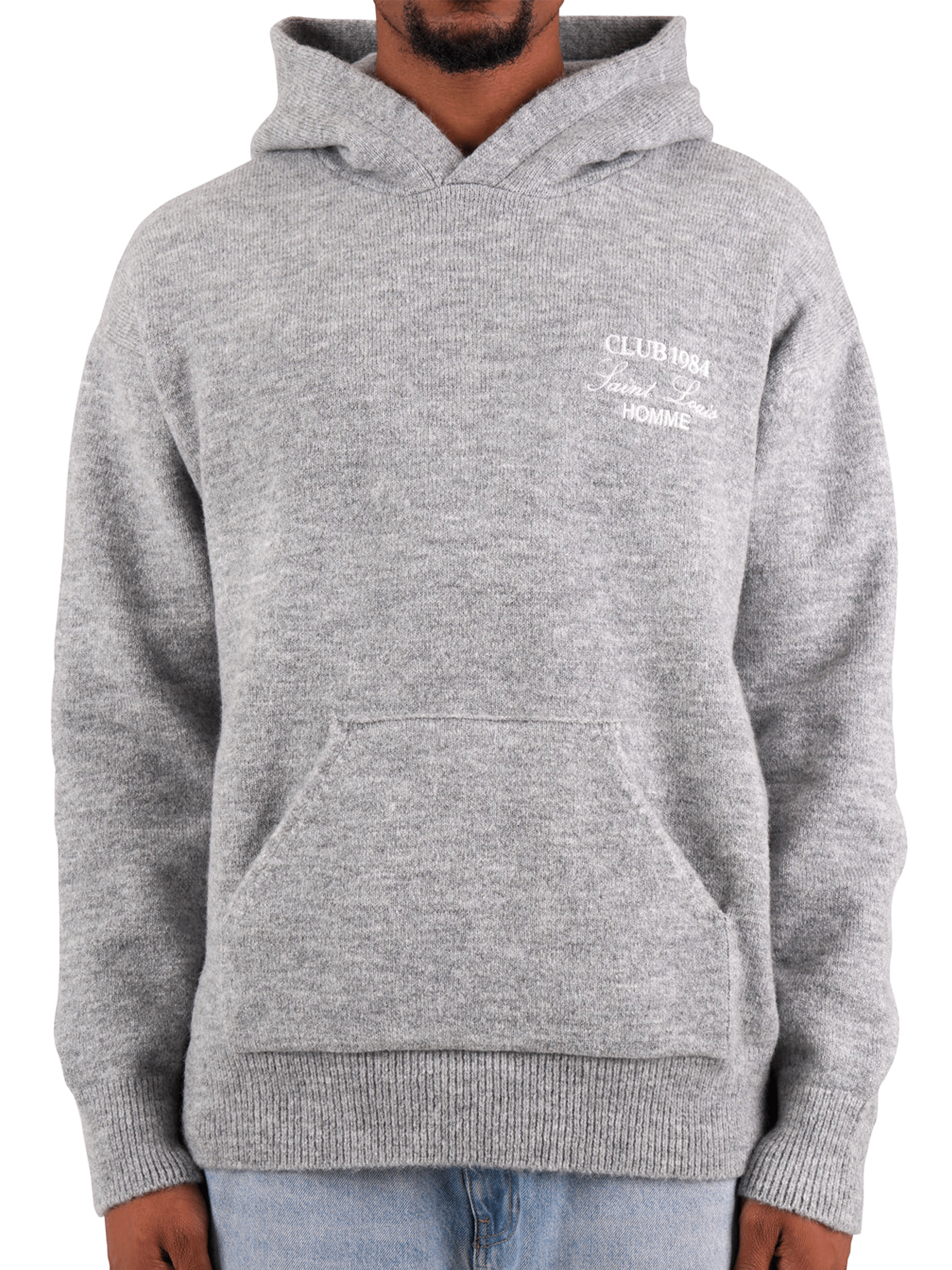 CLUB 1984. Homme Knitted Hoodie - Grey Hoodie